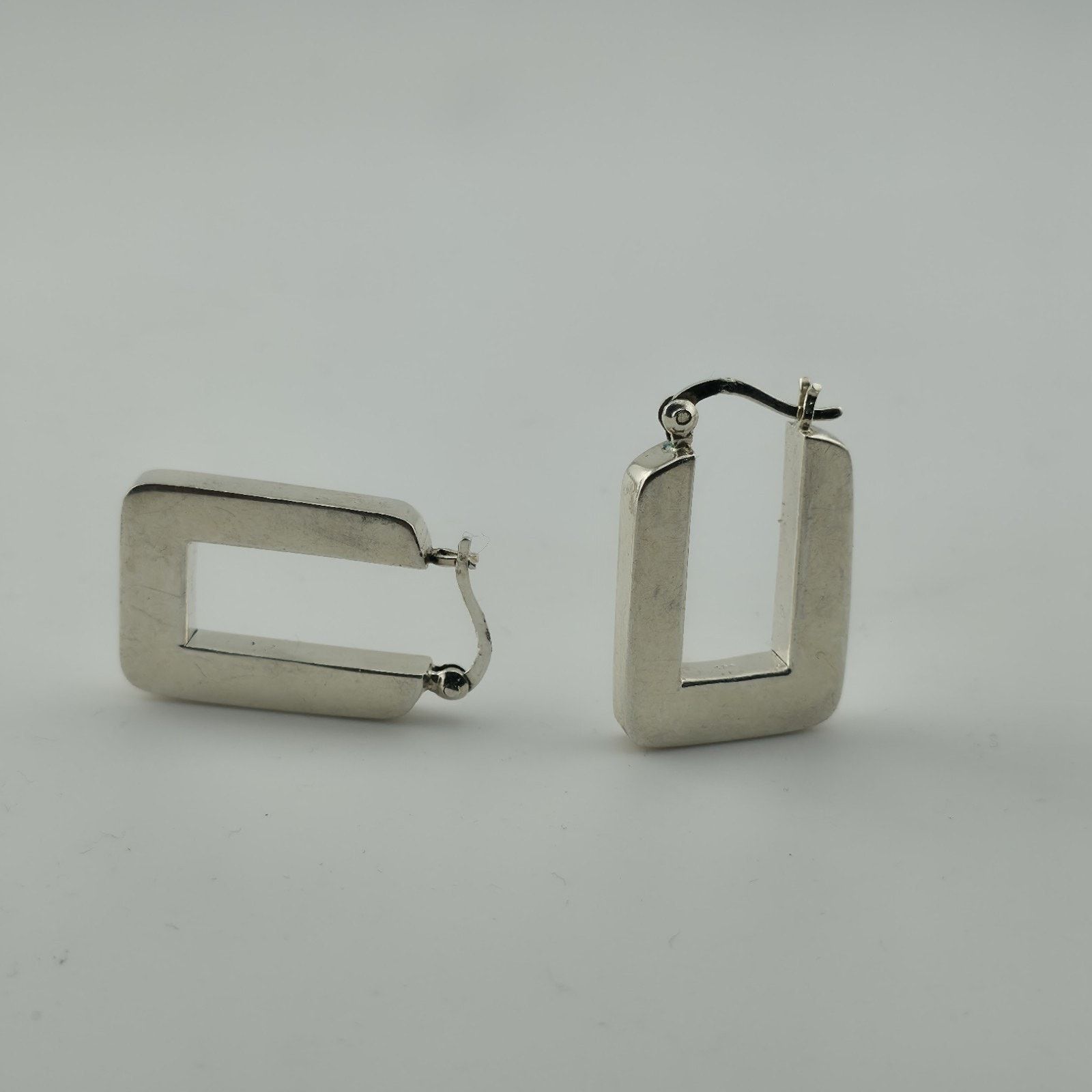 Other Sterling Silver Rectangle Hoop Earrings Minimalist Geometric Size ONE SIZE - 4 Thumbnail