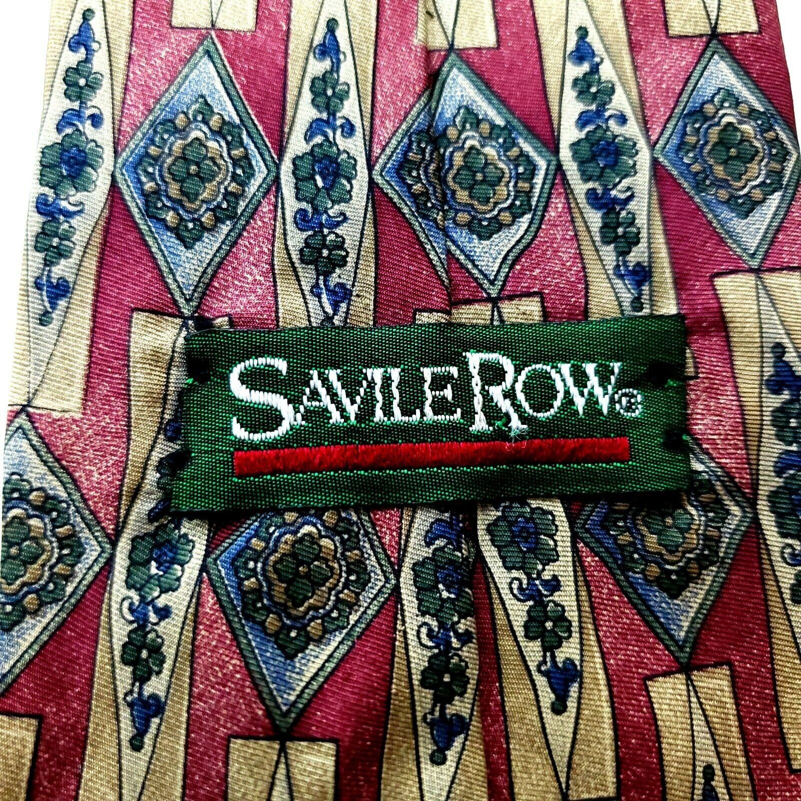 Savile Row Savile Row Red Abstract Silk Tie Print Wide Size ONE SIZE - 3 Thumbnail