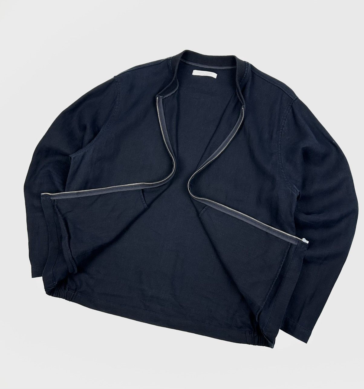 Japanese Brand Journal Standard Linen Bomber Jacket Navy L Japanese style Size US L / EU 52-54 / 3 - 3 Thumbnail