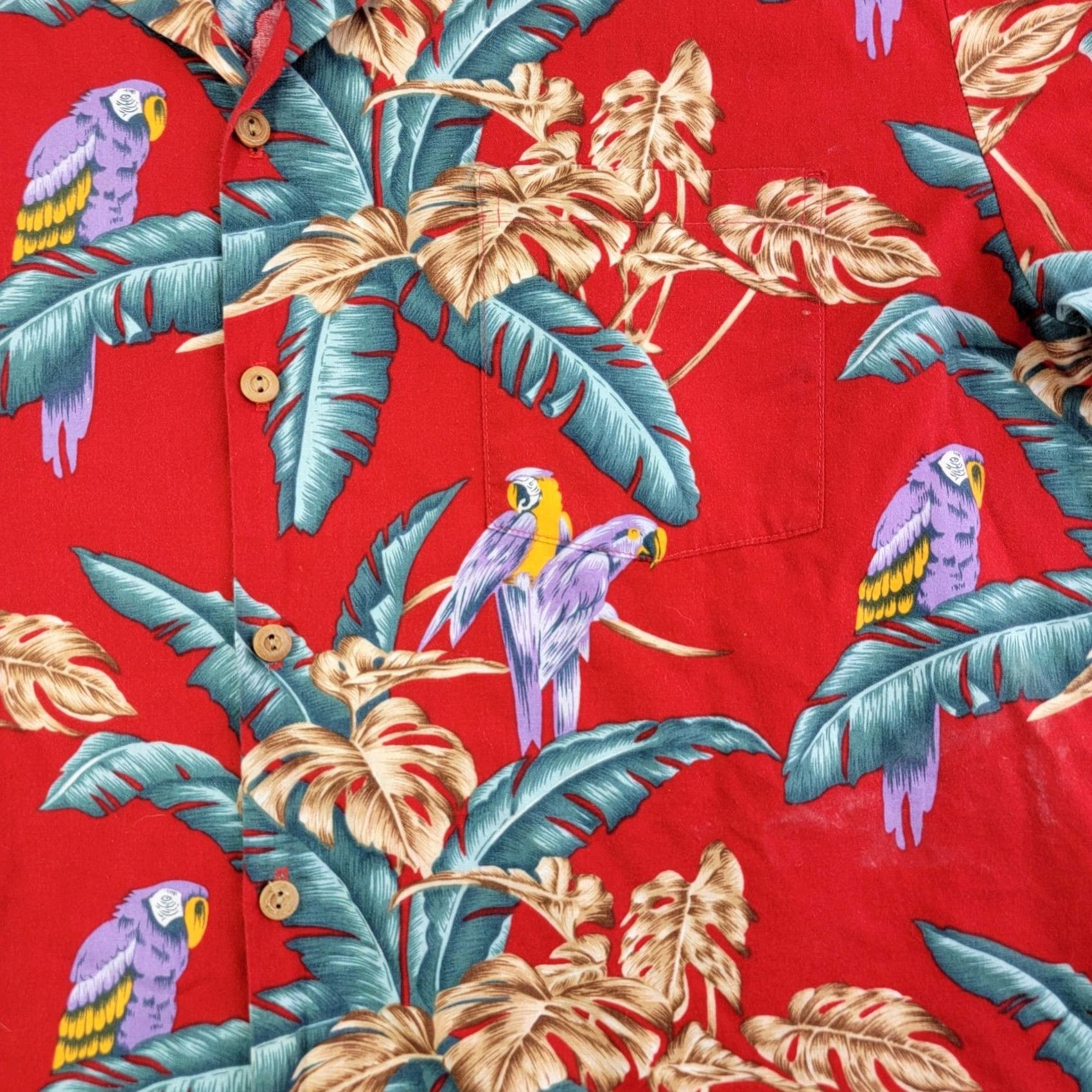 Paradise Found Paradise Found Shirt Mens XL Red Parrot Hawaiian Aloha Short Sleeve Button-Up Shirt Size US XL / EU 56 / 4 - 5 Thumbnail