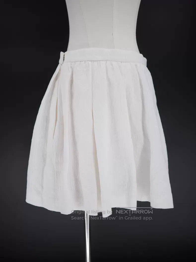 Miu Miu Miu Miu White Floral Patterned Pleated Short Skirt Size 41" - 2 Thumbnail