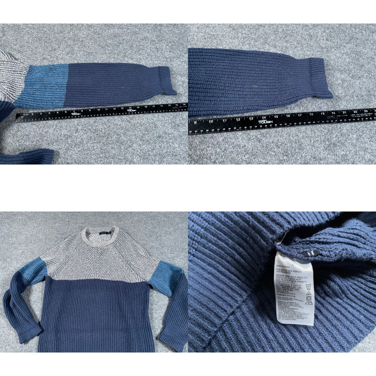 Nautica VINTAGE Nautica Chunky Knit Sweater Adult Large Blue Gray Striped Pullover 90s Retro Mens Size US L / EU 52-54 / 3 - 8 Thumbnail
