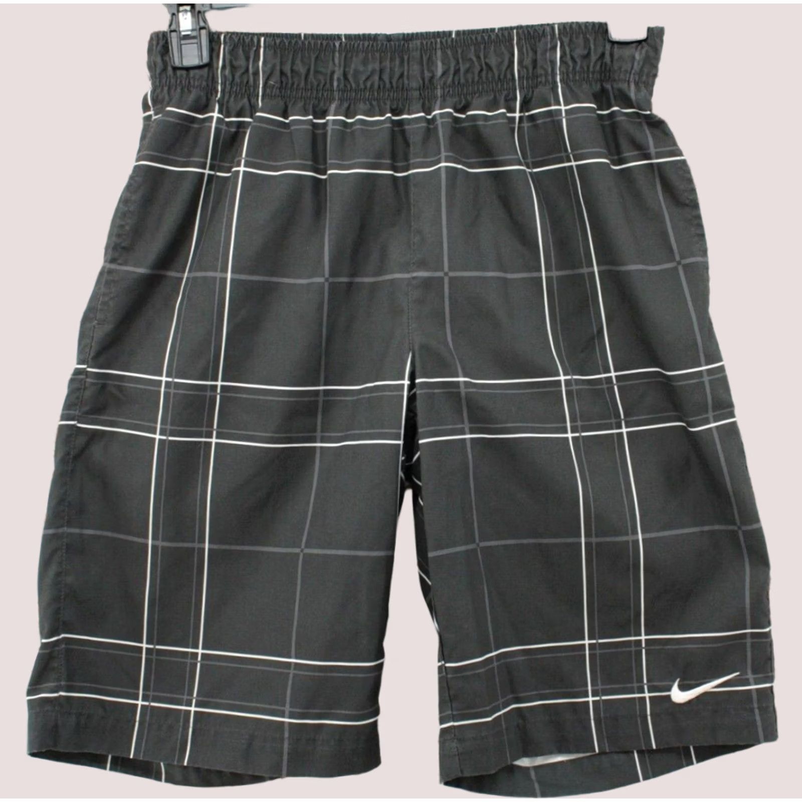 Nike Nike Board Shorts Mens Small Black White Plaid Unlined Pocket Swim Trunks Preppy Size US 29 - 1 Thumbnail