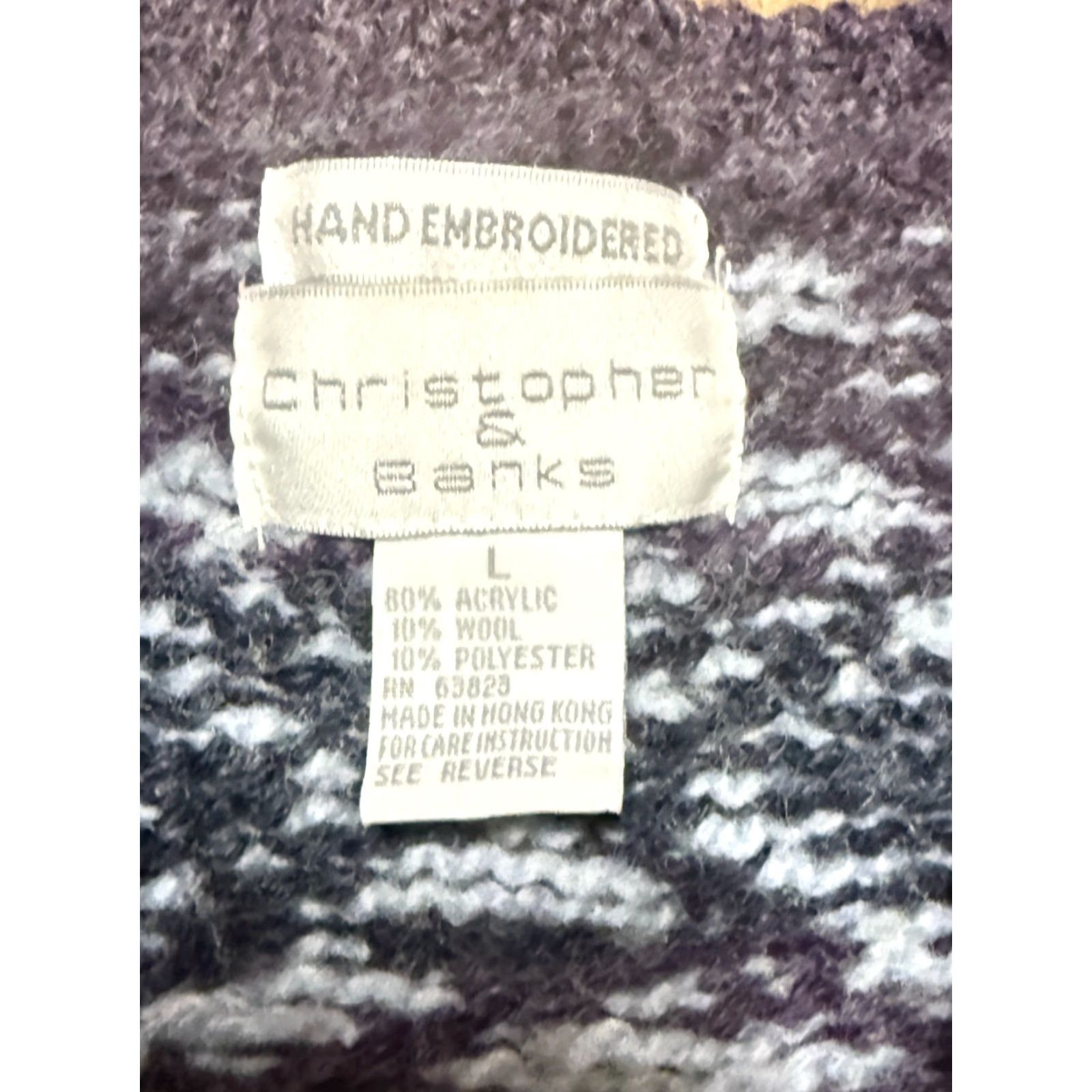 Vintage Christopher & Banks Sweater Women L Purple Blue Green Wool Blend Knit Crew Neck Pullover Casual Fall Winter Spring Summer Regular Size L / US 10 / IT 46 - 5 Thumbnail