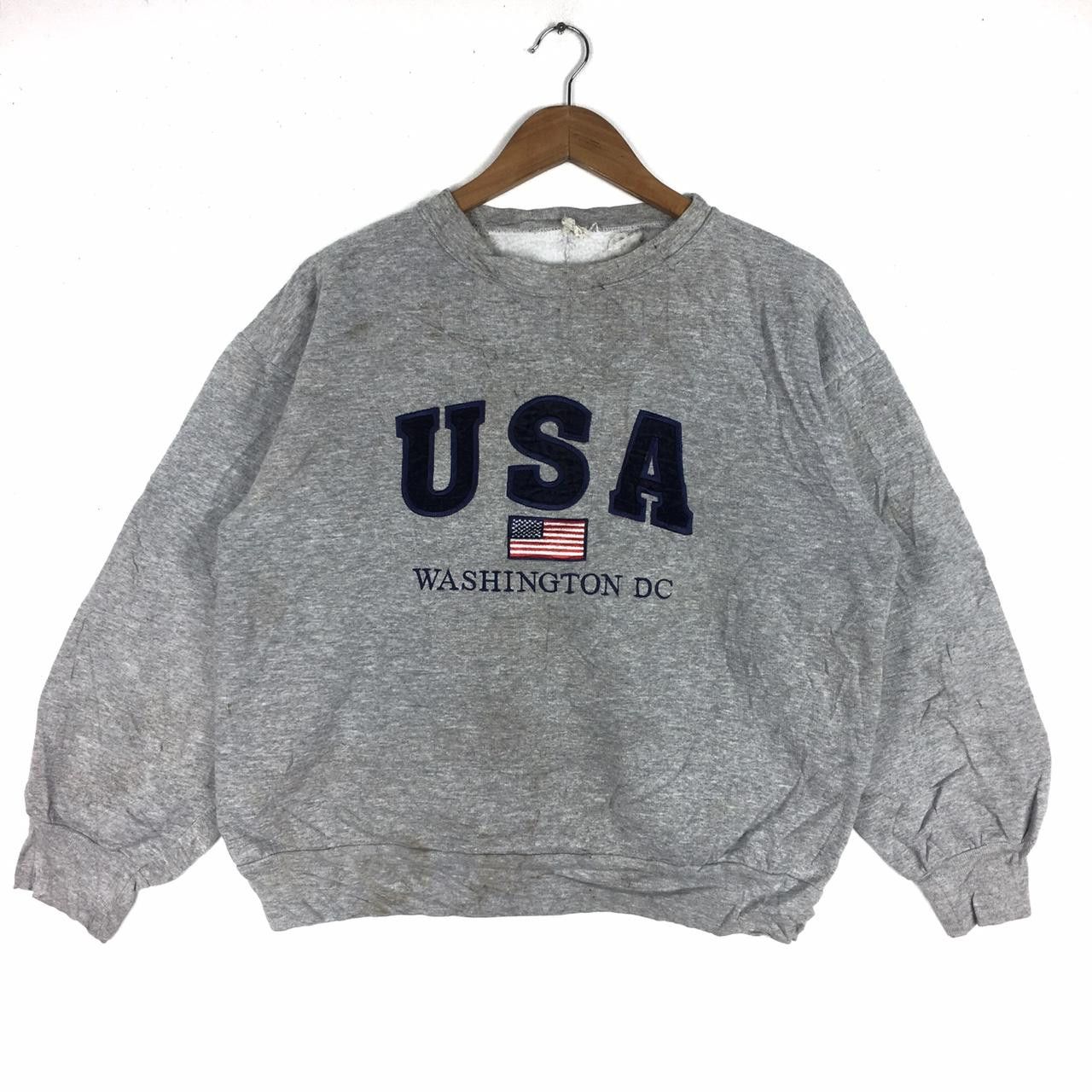 Vintage Vintage USA WASHINGTON DC Big Logo Sweatshirt Sweater Jumper Size L / US 10 / IT 46 - 1 Thumbnail