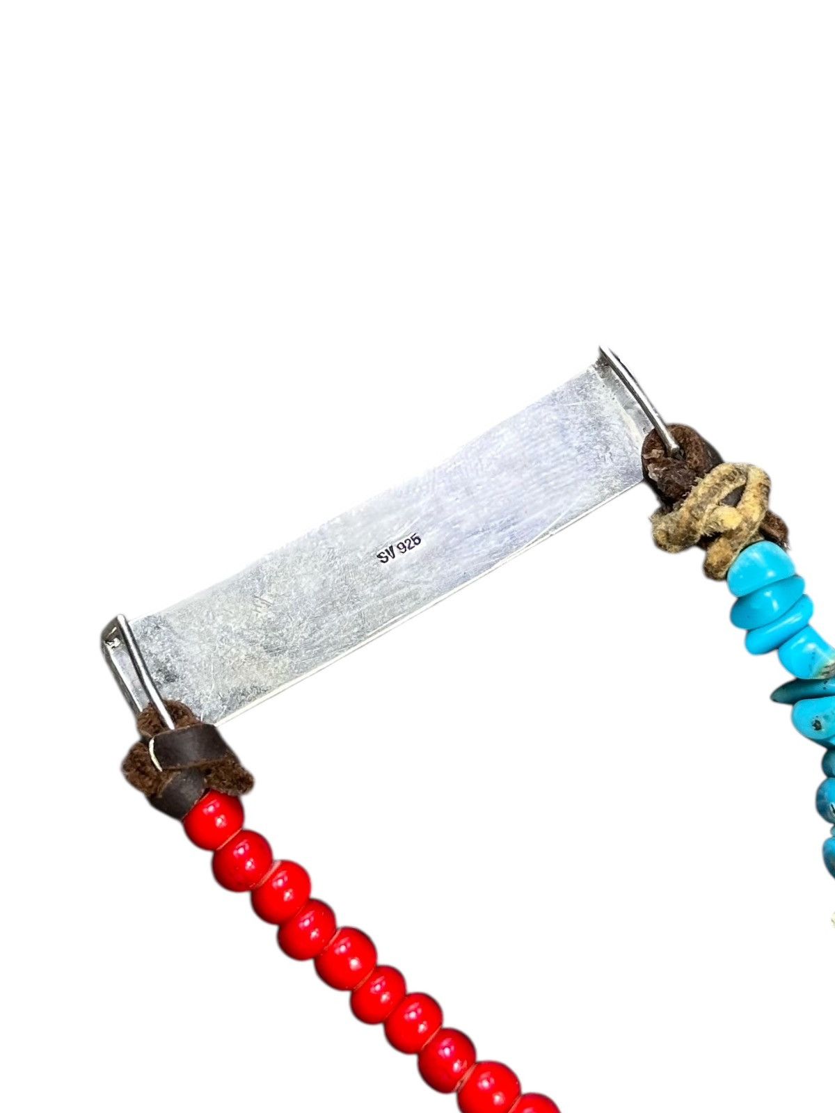Handmade FLEUR DE LIS SILVER BAR WHITE HEART BEADS TURQUOISE BRACELET Size ONE SIZE - 4 Thumbnail