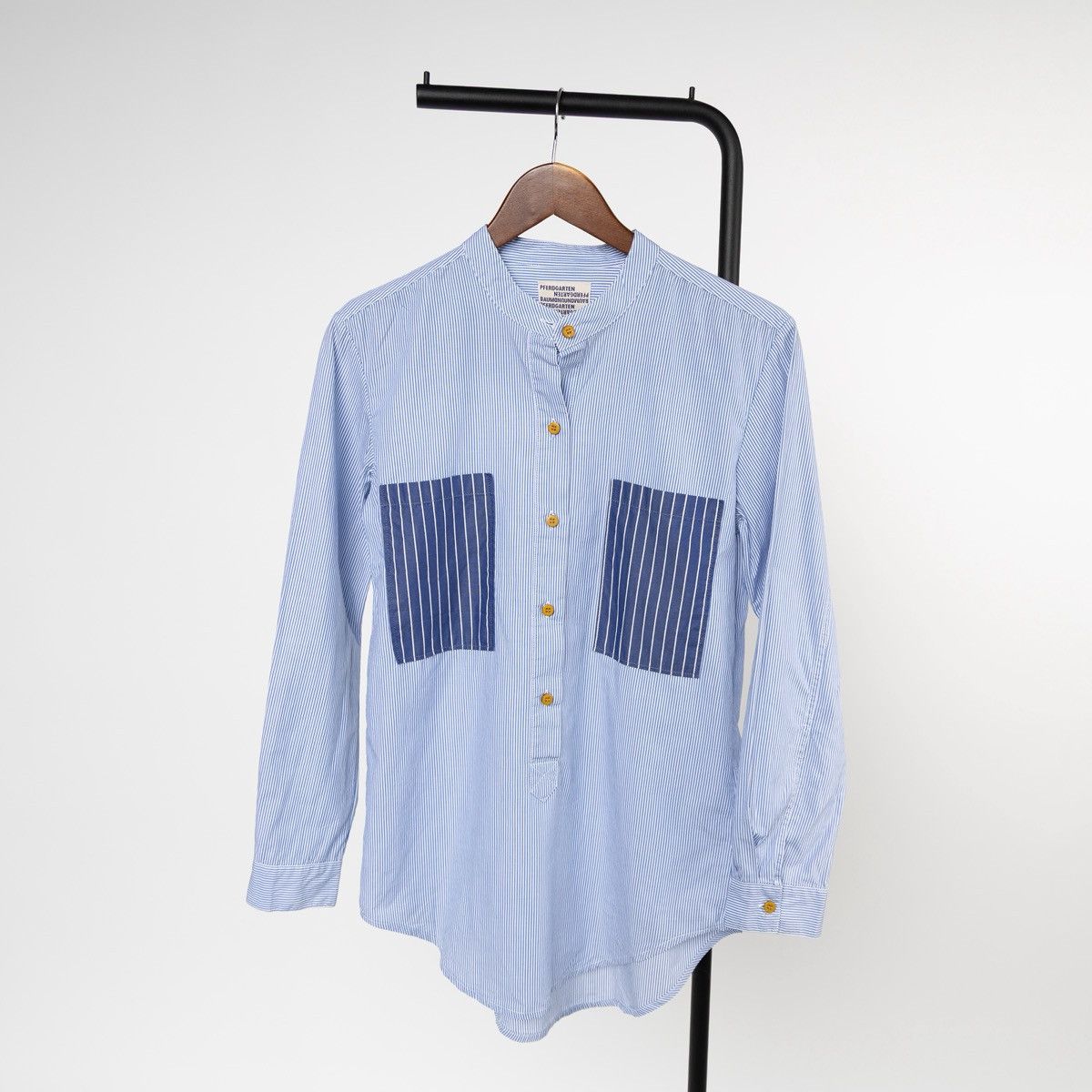 Other Baum und Pferdgarten Mens Blue Striped Shirt Mandarin Collar Size US S / EU 44-46 / 1 - 3 Thumbnail