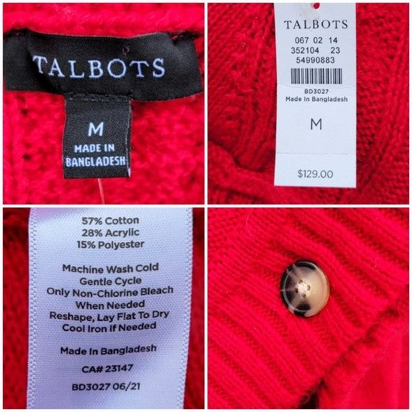 Talbots Talbots Red Cable Knit Round Poncho NWT New With Tags Size W Size M / US 6-8 / IT 42-44 - 5 Thumbnail