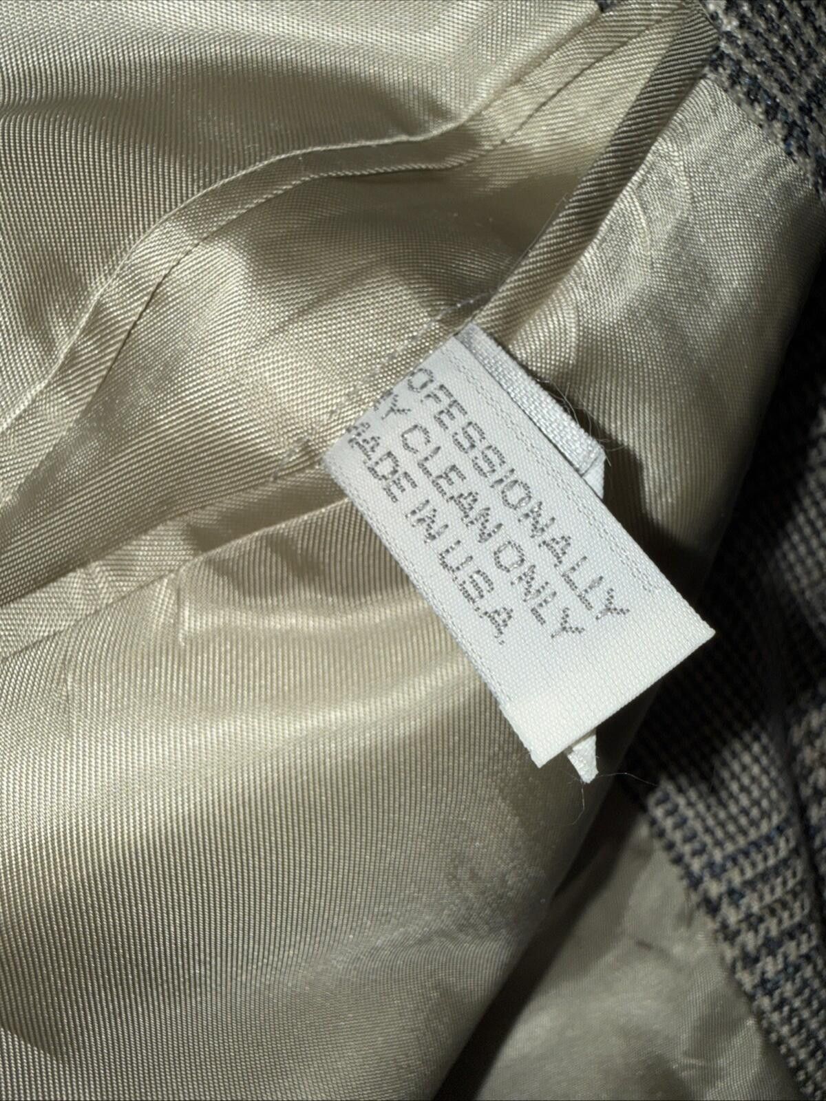 Oliver Peoples Oliver Blazer Mens 44 Tan Blue Plaid Blazer Wool Linen Silk Size 44R - 9 Thumbnail