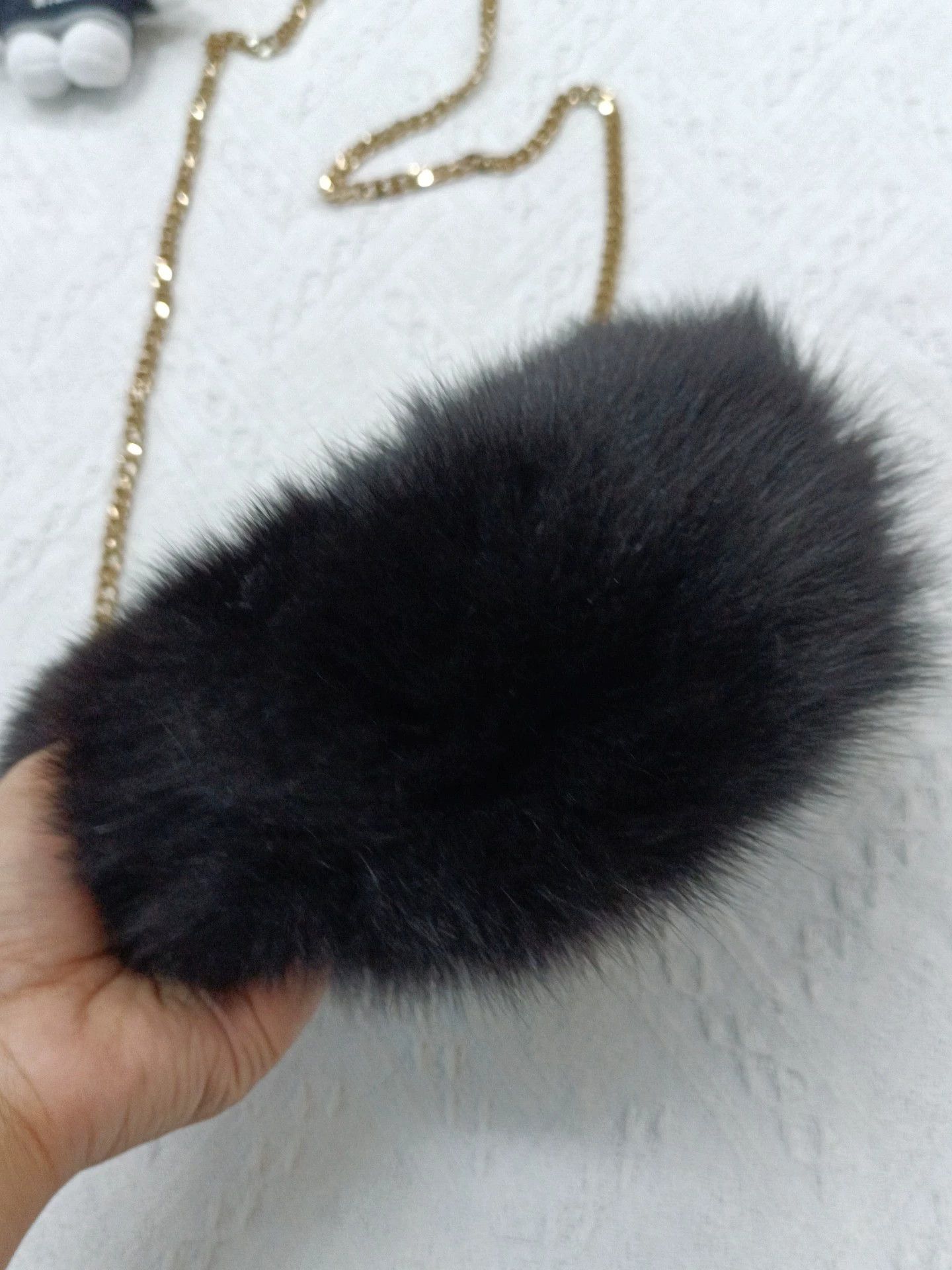 Other Les Petits Joueurs Black Heart Faux Fur Chain Bag Size ONE SIZE - 3 Thumbnail