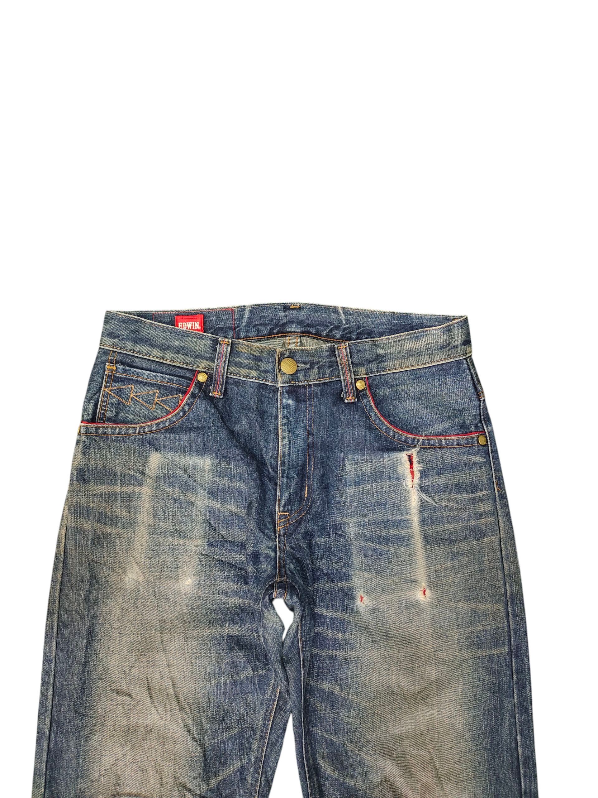 Comme des Garcons × Undercover Vintage Edwin Leather Trim Distress Denim Jeans Size US 33 - 8 Thumbnail