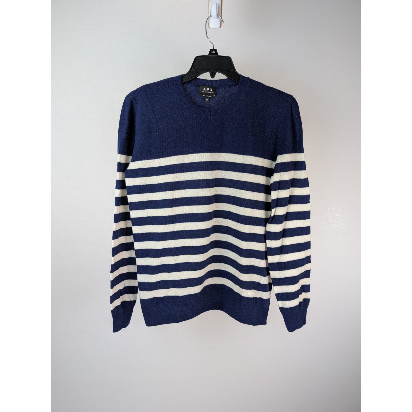 A.P.C. o1rshd1 CC20 Men's Ismael Striped Crew Knit sweater in Navy Size US M / EU 48-50 / 2 - 1 Thumbnail