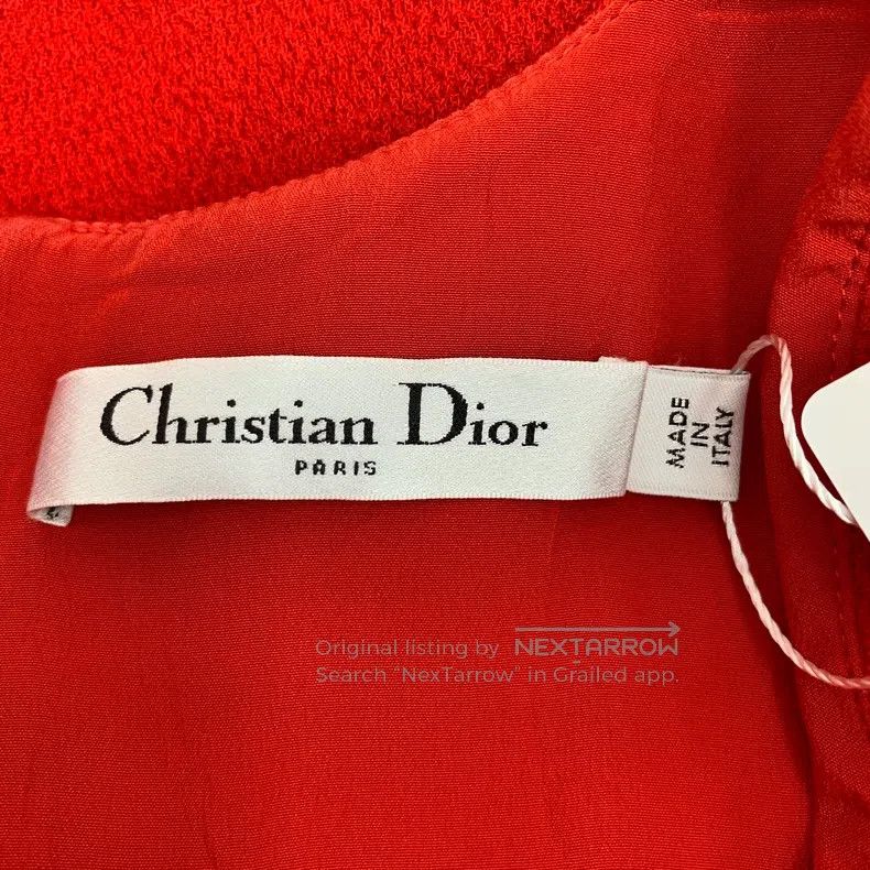 Dior Dior Red hem ruffled wool V-neck short-sleeved dress Size S / US 4 / IT 40 - 5 Thumbnail