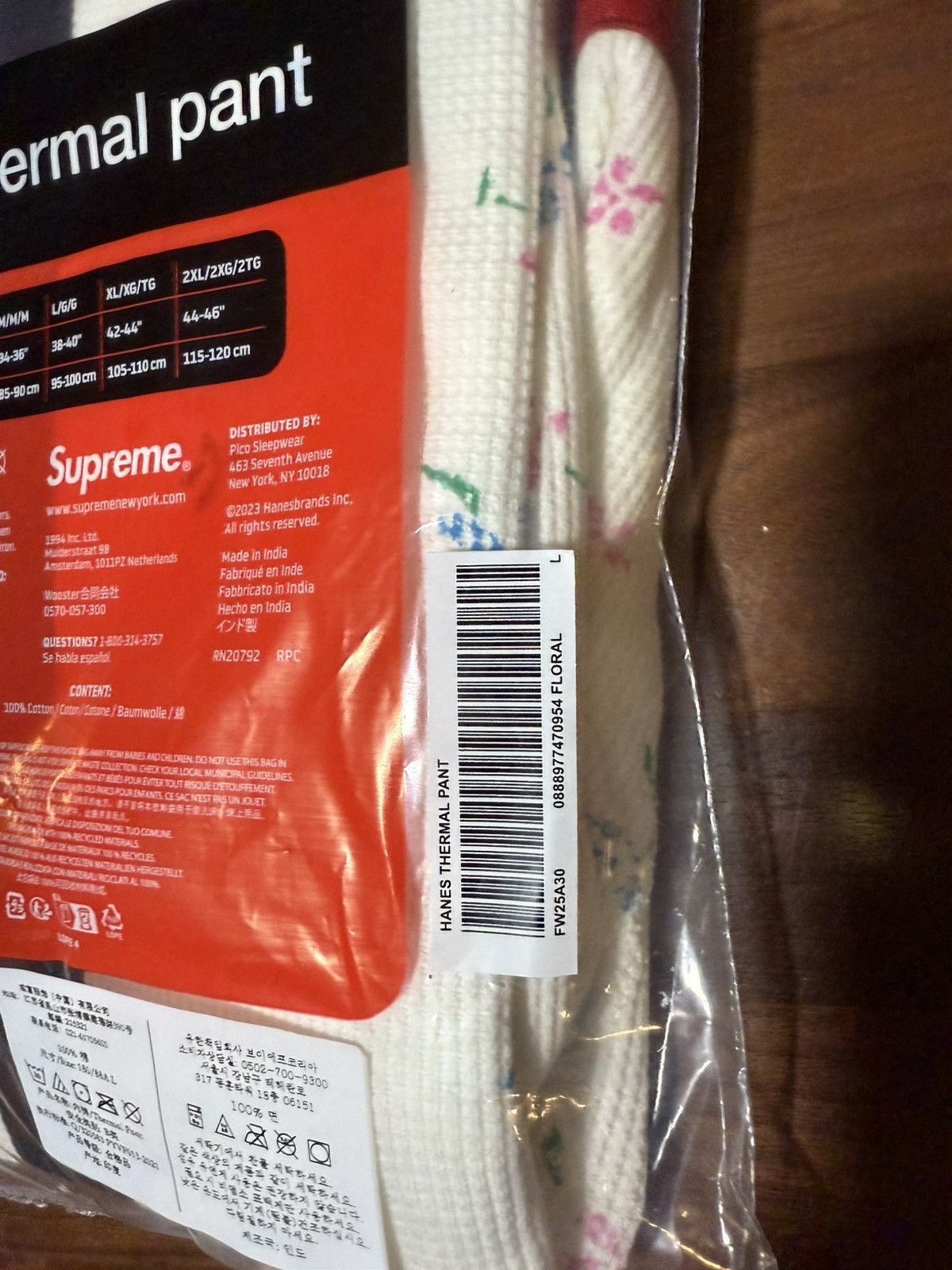 Hanes × Supreme Supreme Hanes Bones Thermal Pant 1 Pack Floral Sz Large FW25 Size 34 - 4 Thumbnail