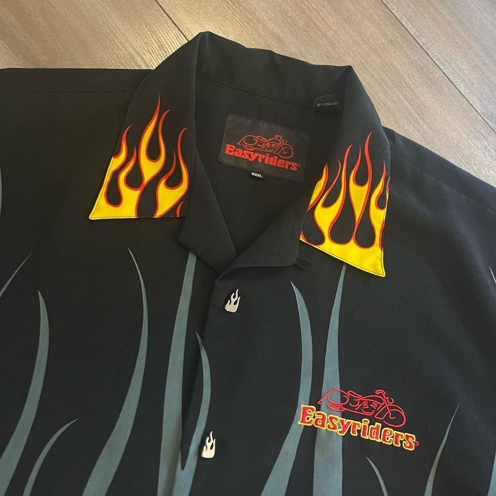 Harley Davidson Easy Riders Yellow Flames Black Gray Red Button Down Men 2XL Size US XXL / EU 58 / 5 - 2 Thumbnail