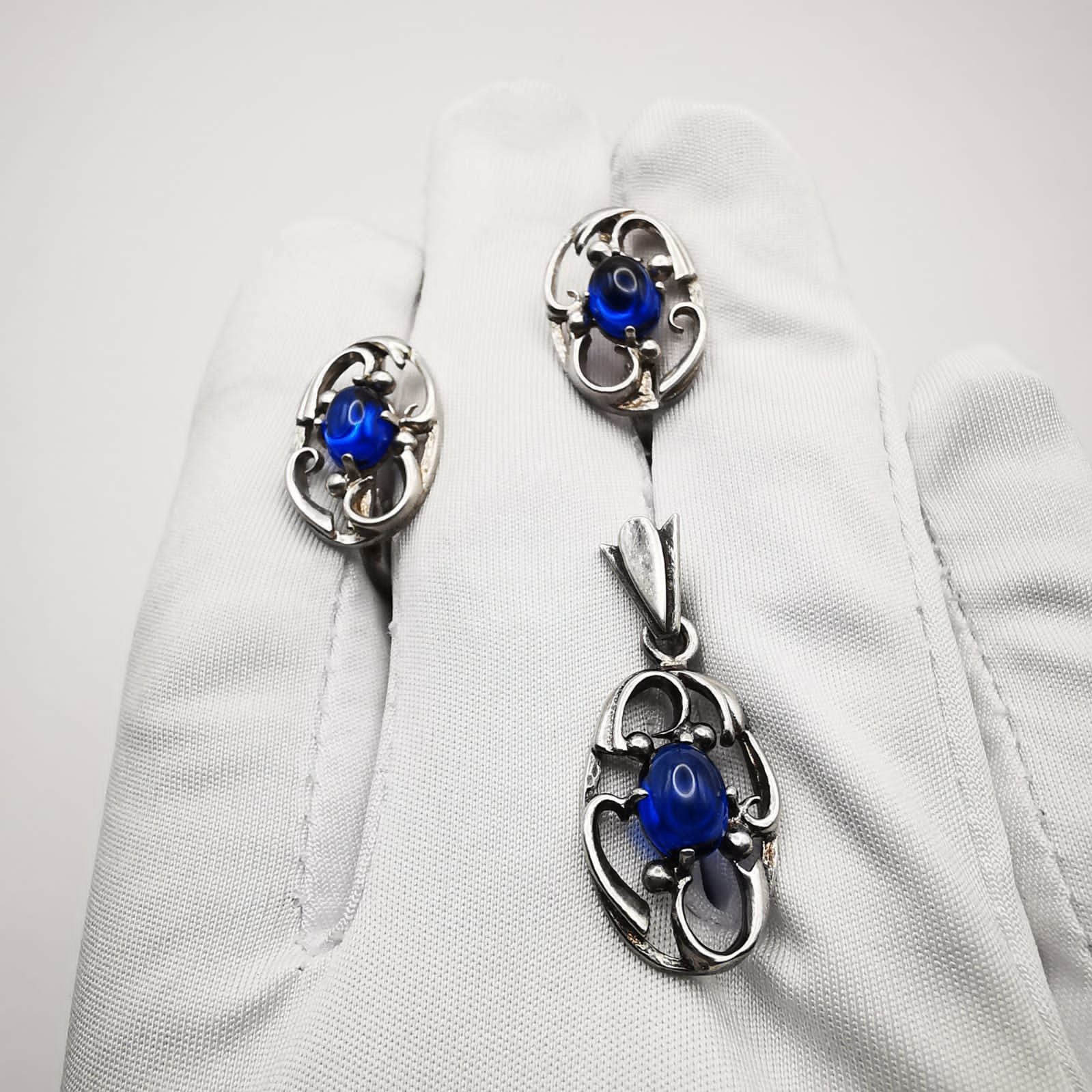 Sterling Silver Chic Vintage Set Pendant, Earrings,925 Sterling Silver Size ONE SIZE - 2 Thumbnail