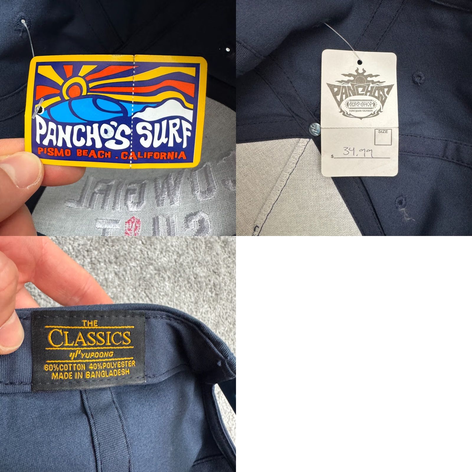 Vintage Yupoong Pancho's Surf Shop Cowgirl Sh*t Snapback Hat Navy Blue Cap Navy Blue Pismo Beach Size ONE SIZE - 8 Thumbnail