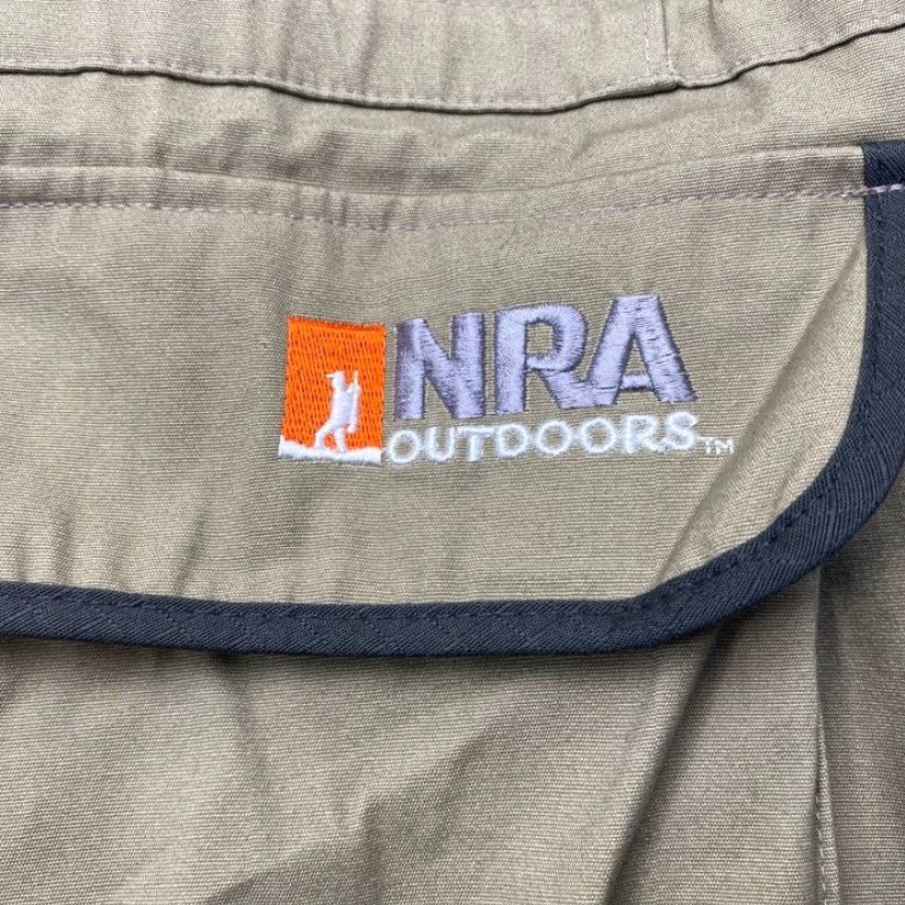 NRA Outdoors Jacket Mens Large Tan Uninsulated Range Coat Two Way Zipper Pockets