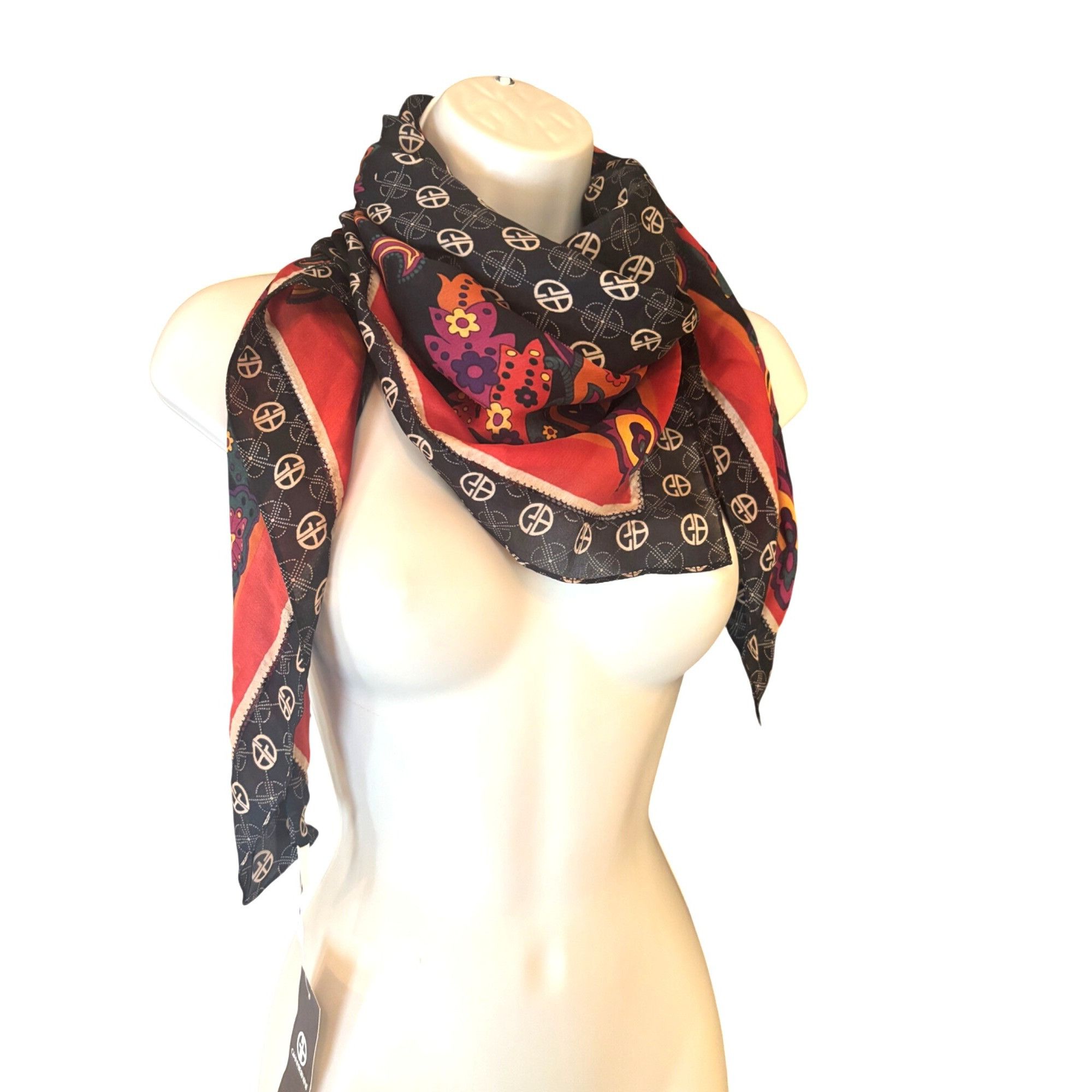 Giani Bernini Giani Bernini Logo Paisley Border Printed Scarf, Black-multi Size ONE SIZE - 1 Thumbnail