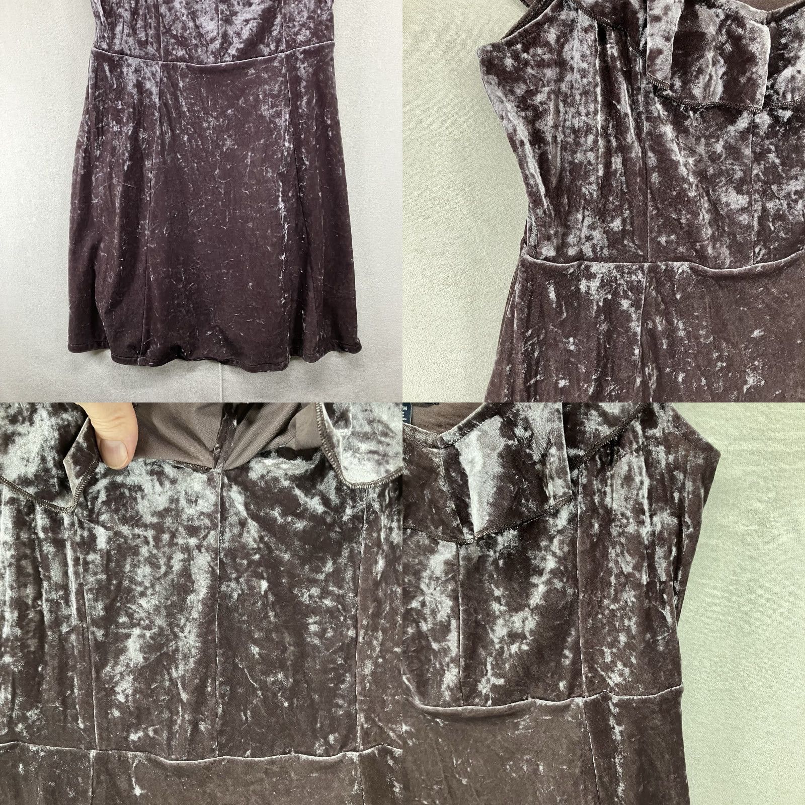 American Eagle Outfitters American Eagle Outfitters Dress Womens Medium Brown Velvet Slip Off-Shoulder Mini Size M / US 6-8 / IT 42-44 - 8 Thumbnail