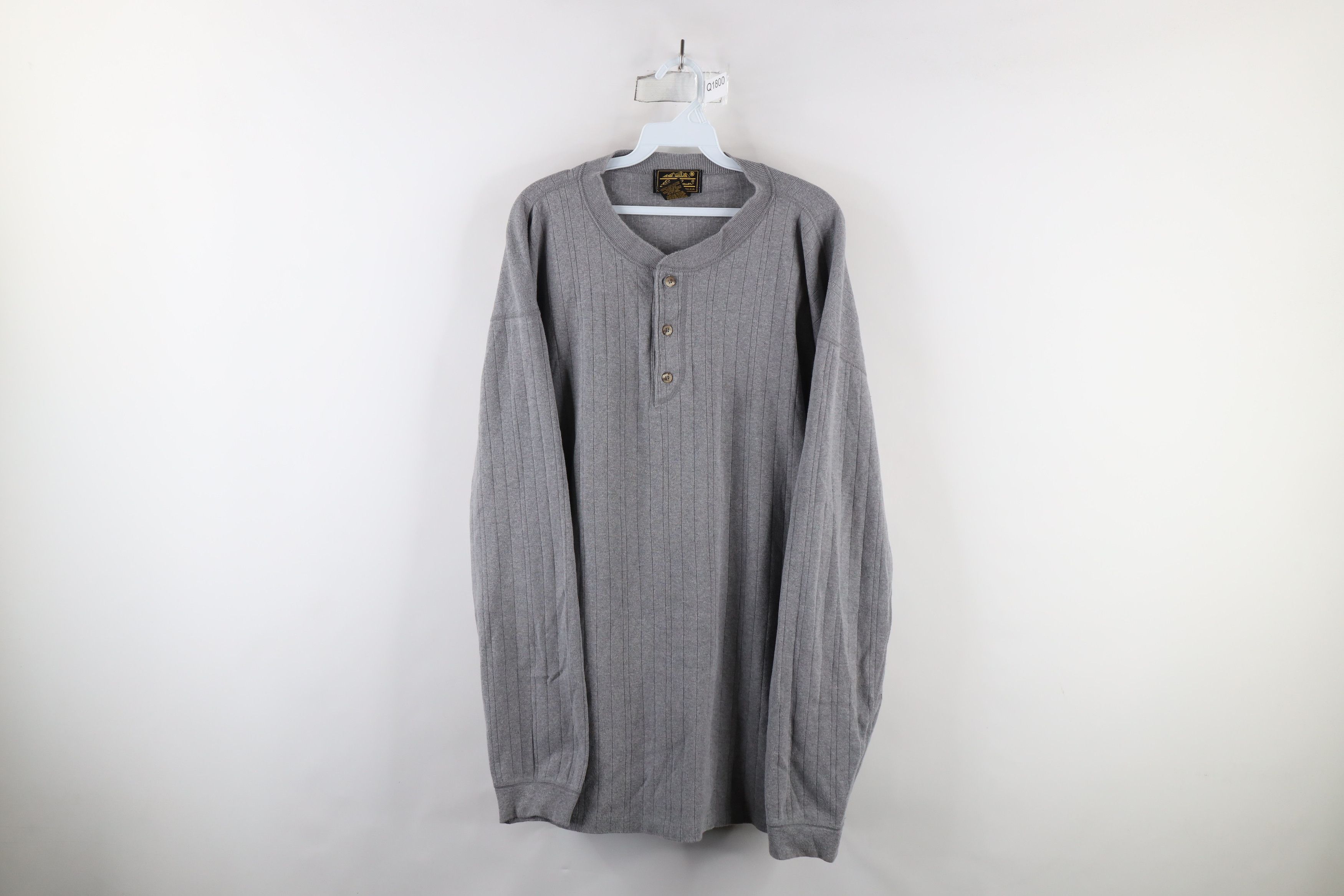 Eddie Bauer × Vintage Vintage 90s Eddie Bauer Knit Long Sleeve Henley T-Shirt USA Size US XL / EU 56 / 4 - 1 Thumbnail
