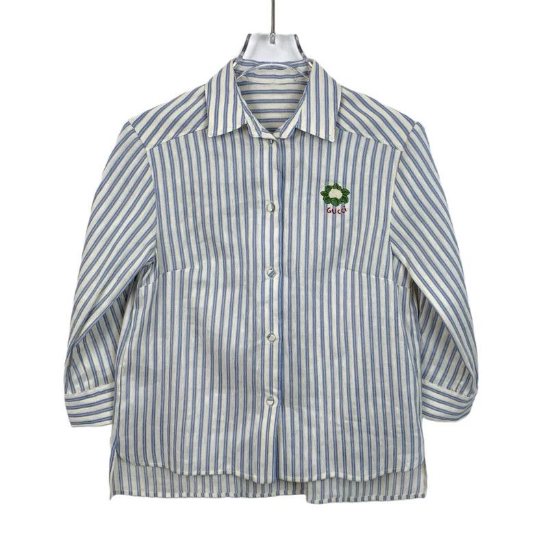 Gucci Gucci Size 38 Light blue cotton-linen blend striped lapel Size US XS / EU 42 / 0 - 1 Thumbnail
