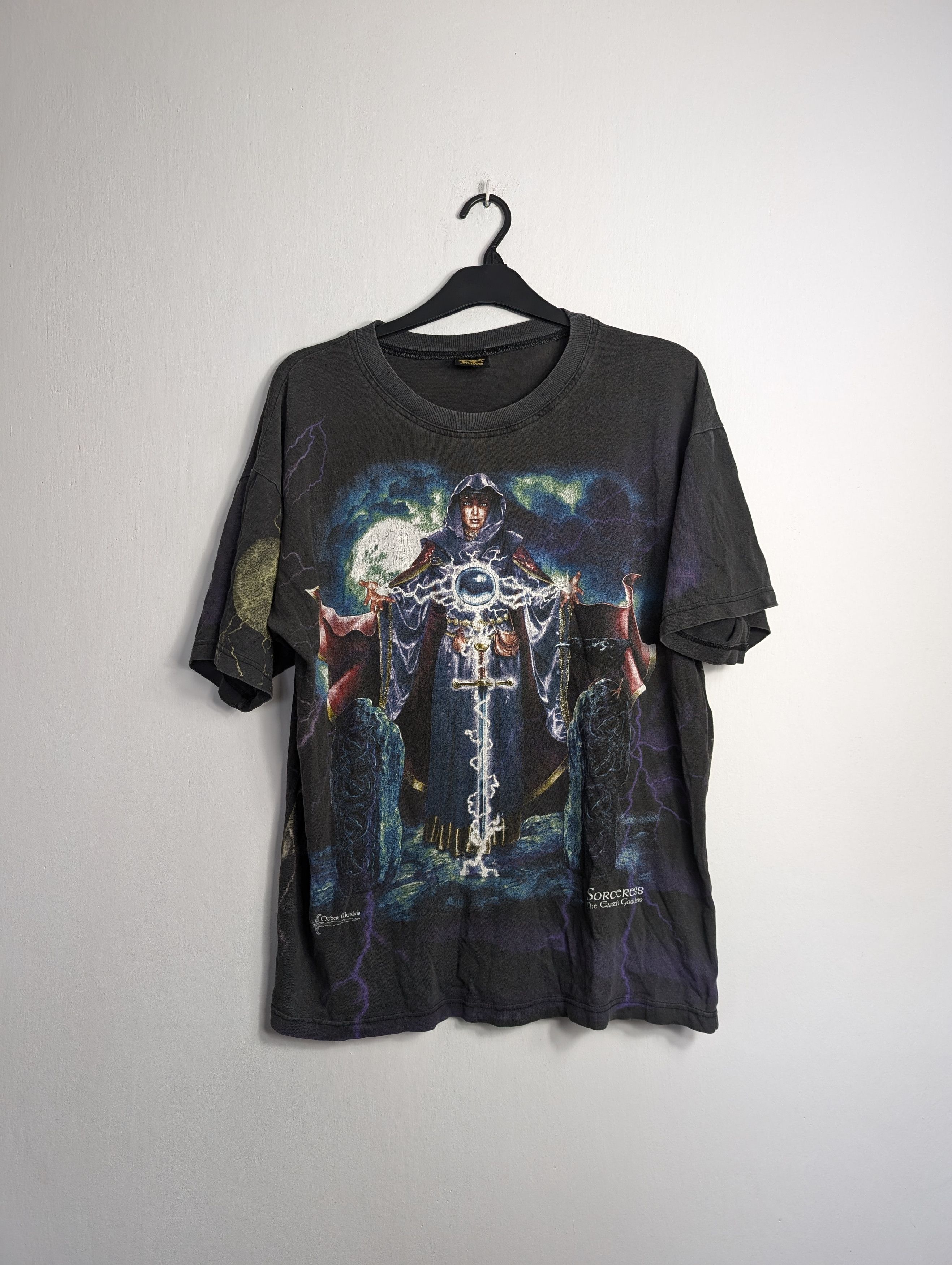 Vintage Vintage 90s Sorceress All Over Print Wizard Fantasy Promo Size US XL / EU 56 / 4 - 2 Thumbnail