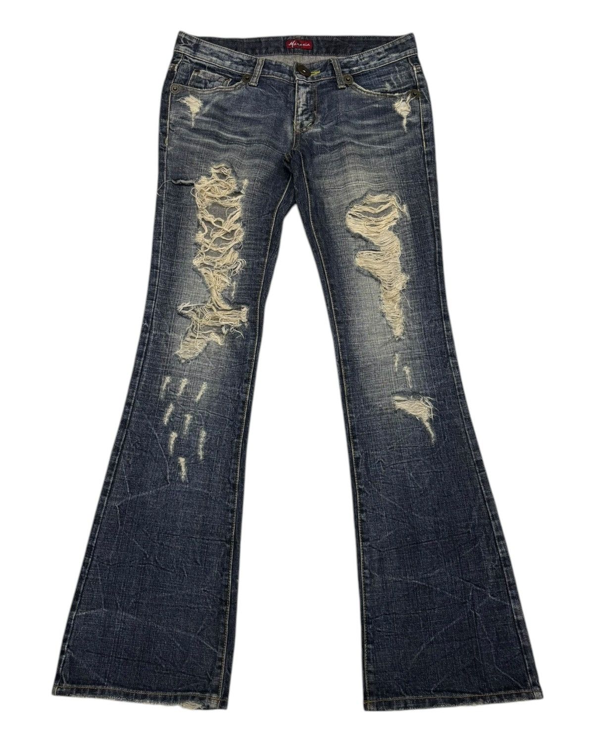 Hysteric Glamour × Japanese Brand HYSTERIC GLAMOUR STYLE DISTRESS DENIM MARAXIA FLARED PANTS Size 31" - 1 Thumbnail