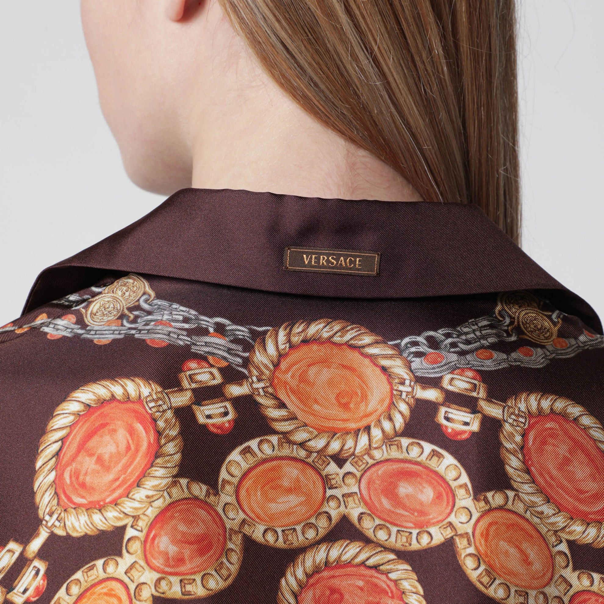 Versace o1d2blof0426 Printed Silk Twill Shirt in Multicolor Size M / US 6-8 / IT 42-44 - 4 Thumbnail