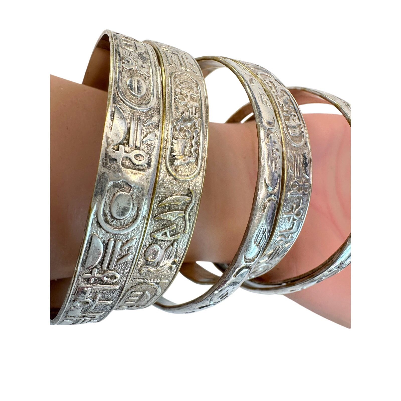 Other Symbol Etched Silverplated Bangle bracelets Stamped MEXICO Size ONE SIZE - 8 Thumbnail
