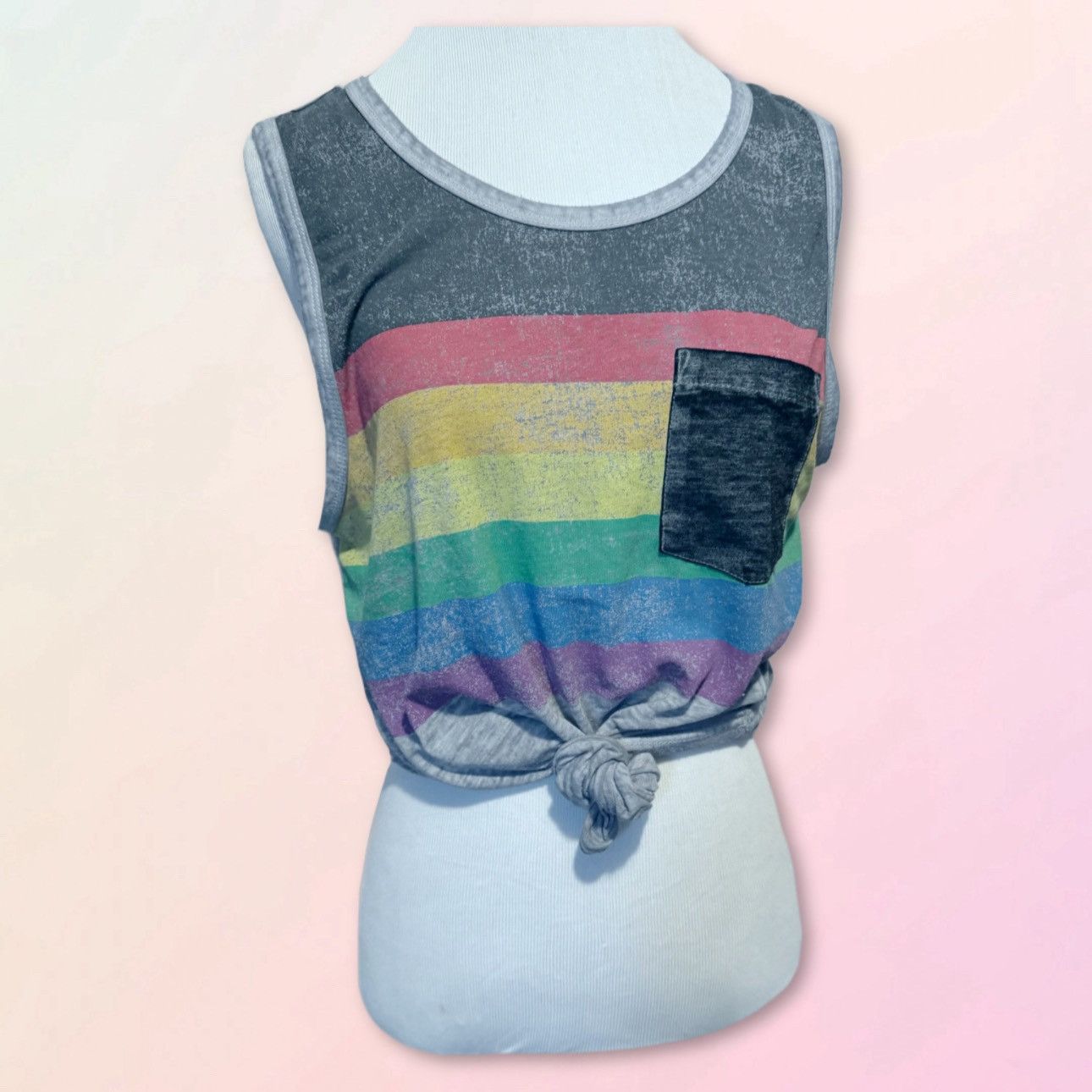 Vintage Vintage, Sheer, Rainbow Striped, Sleeveless Muscle Tank Size US S / EU 44-46 / 1 - 15 Thumbnail