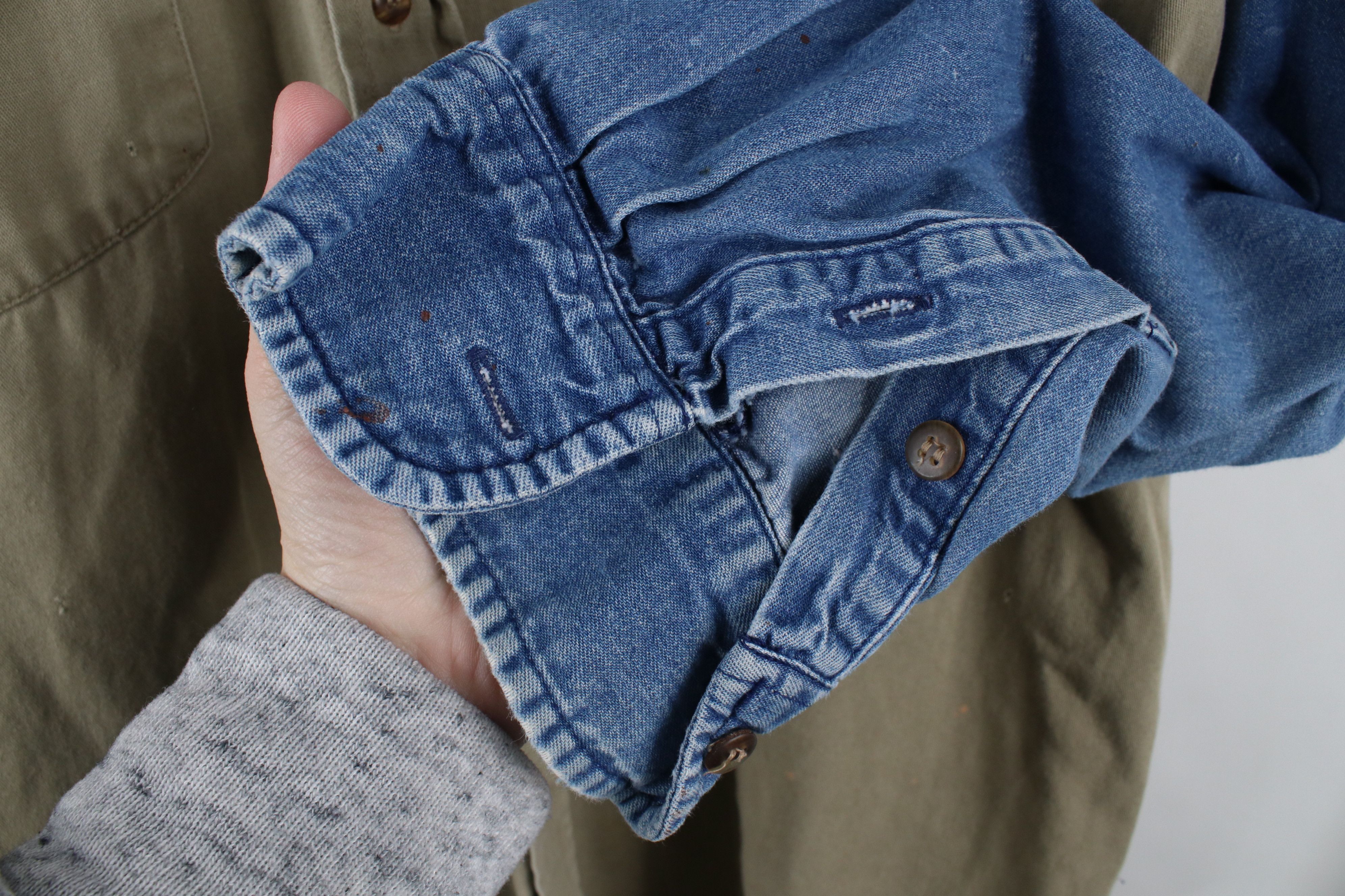Vintage Vintage 90s Streetwear Block Denim Jean Button Down Shirt Size US XL / EU 56 / 4 - 9 Thumbnail