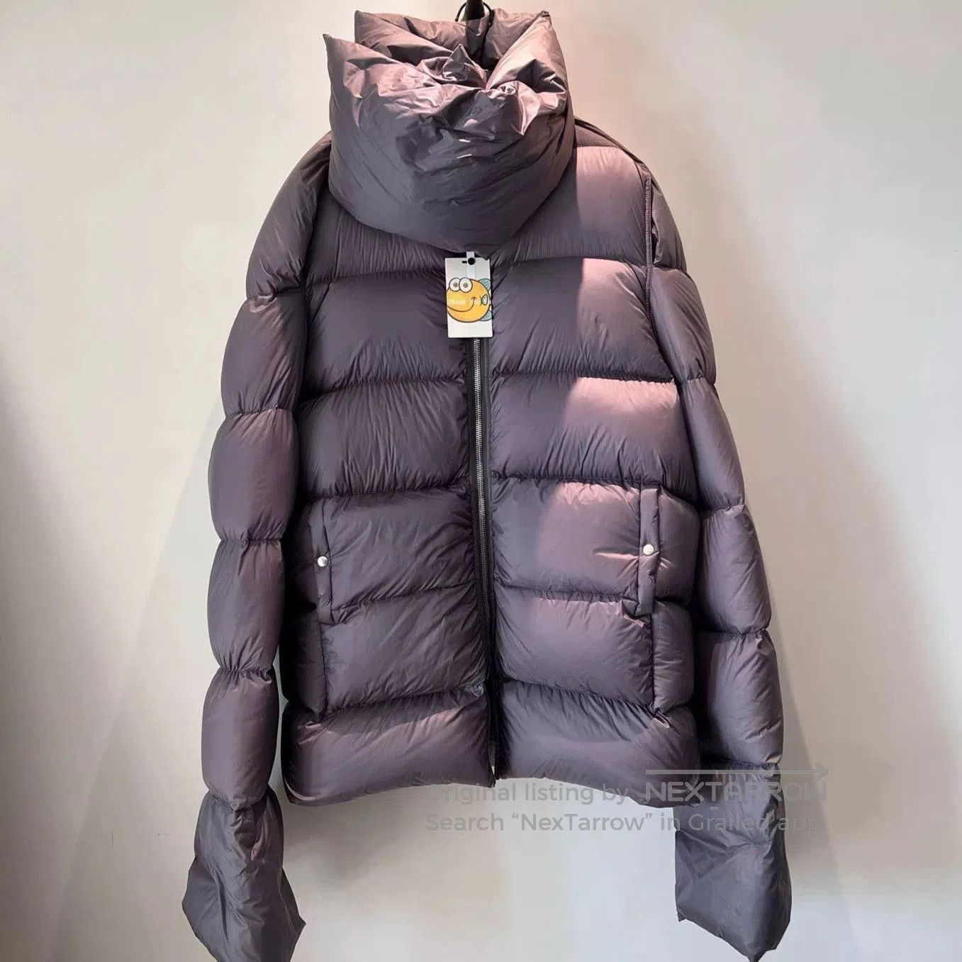rick owens purple long down coat.