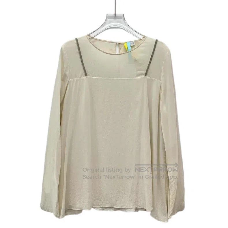 Brunello Cucinelli Brunello Cucinelli Beige Color Beaded Design Mulberry Silk Size M / US 6-8 / IT 42-44 - 1 Thumbnail