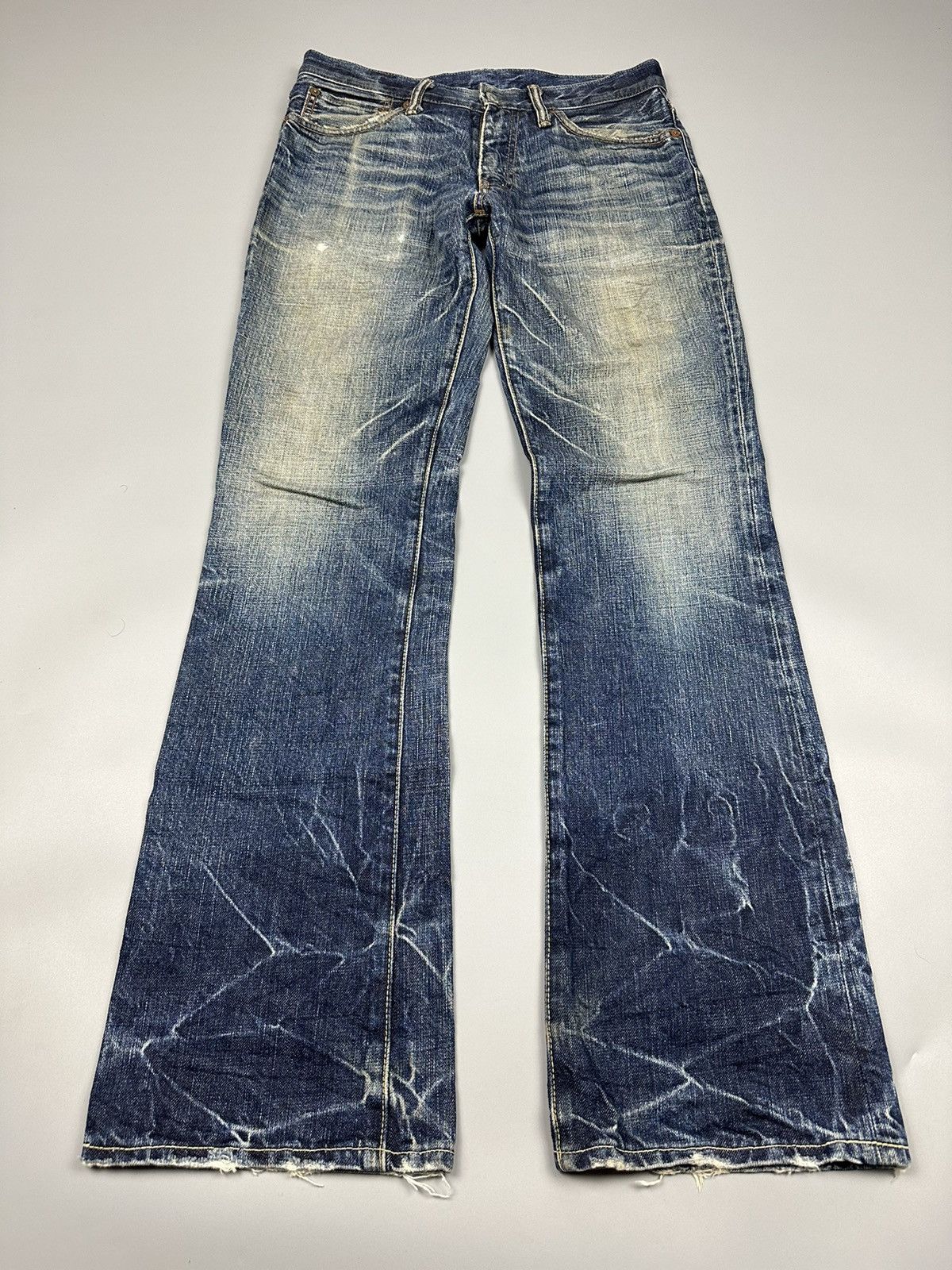 Japanese Brand Vintage Mabo International Whiskered Flared Denim Size US 31 - 3 Thumbnail