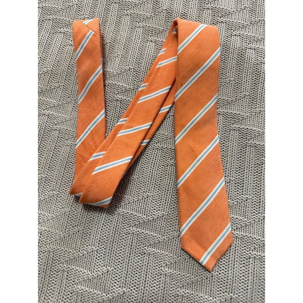 Original Penguin The Original Penguin orange striped linen tie Size ONE SIZE - 1 Thumbnail