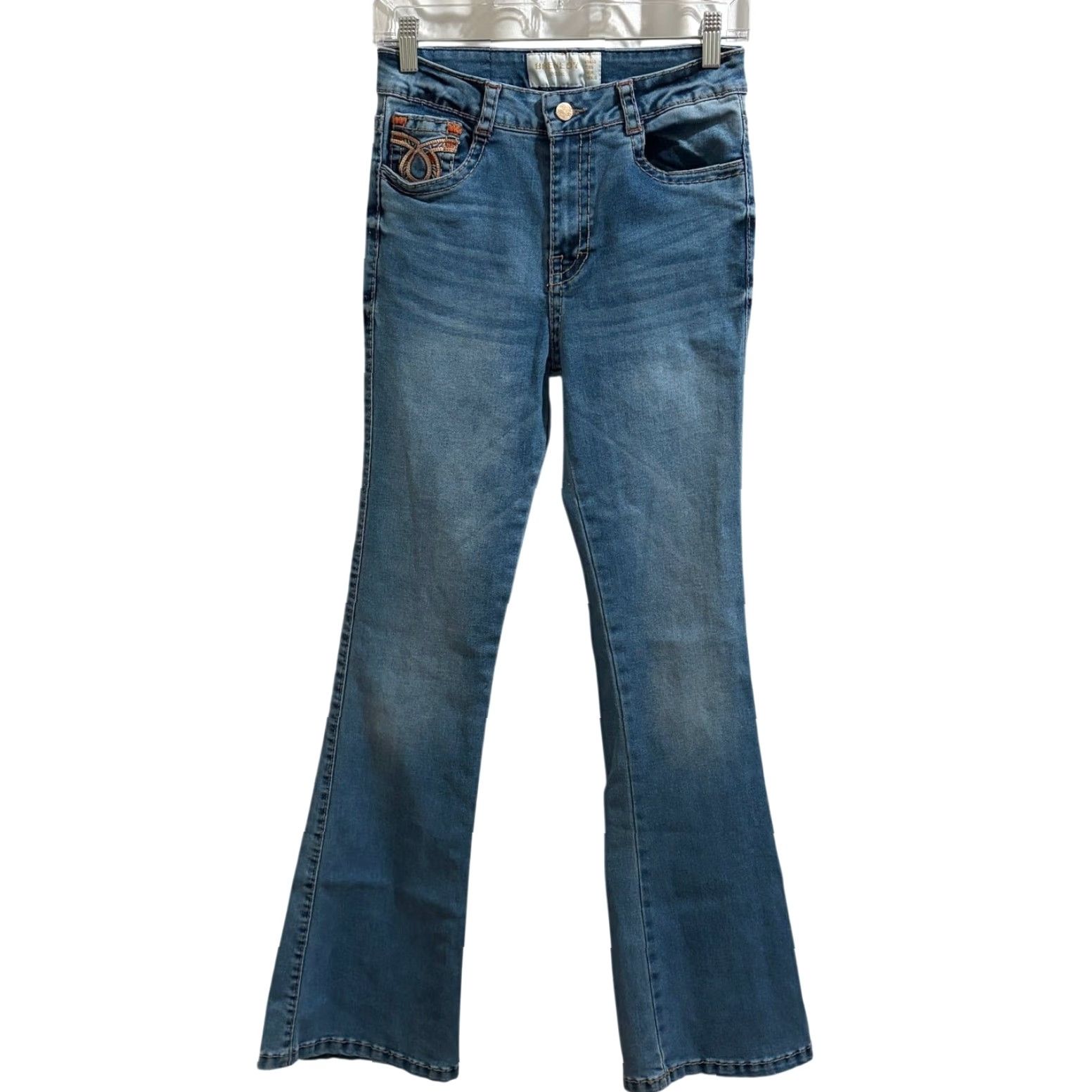 Denime VINTAGE Brenedy Jeans Womens 16 Linda Blue Bootcut Denim Embroidered Rhinestone Medium Wash Girls Women Mens Size 38" / US 16 / IT 52 - 3 Thumbnail