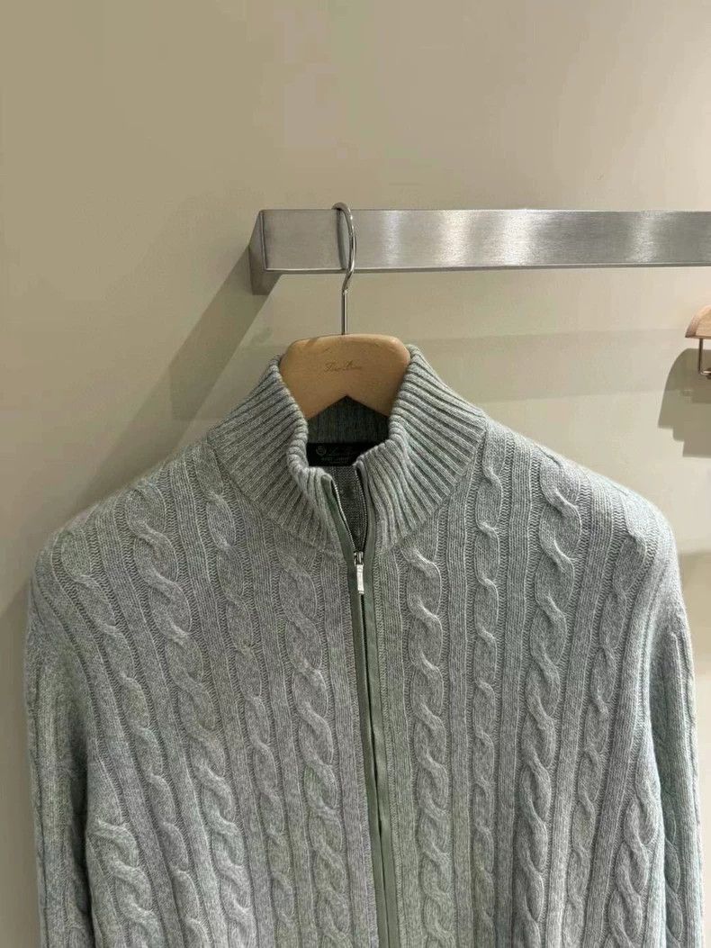 Loro Piana LORO PIANA Autumn and winter men's collar knit cardigan Size US XXL / EU 58 / 5 - 2 Thumbnail