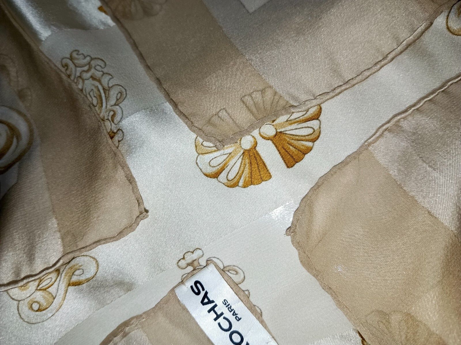 Rochas ROCHAS Paris Victorian Baroque Gold Yellow Chain Silk Scarf Size ONE SIZE - 12 Thumbnail