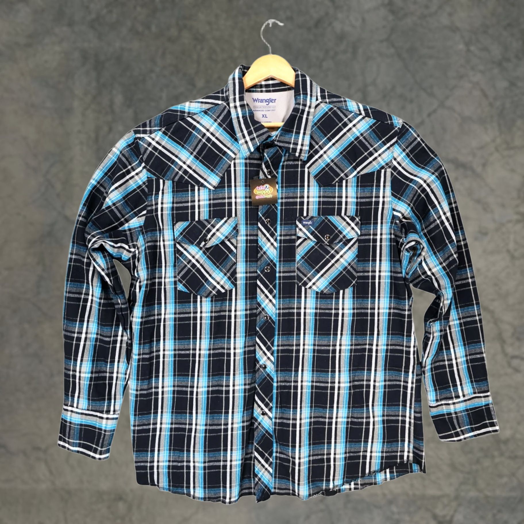 Wrangler Wrangler Shirt Mens XL Blue Plaid Pearl Snap Advanced Comfort Western Size US XL / EU 56 / 4 - 1 Thumbnail