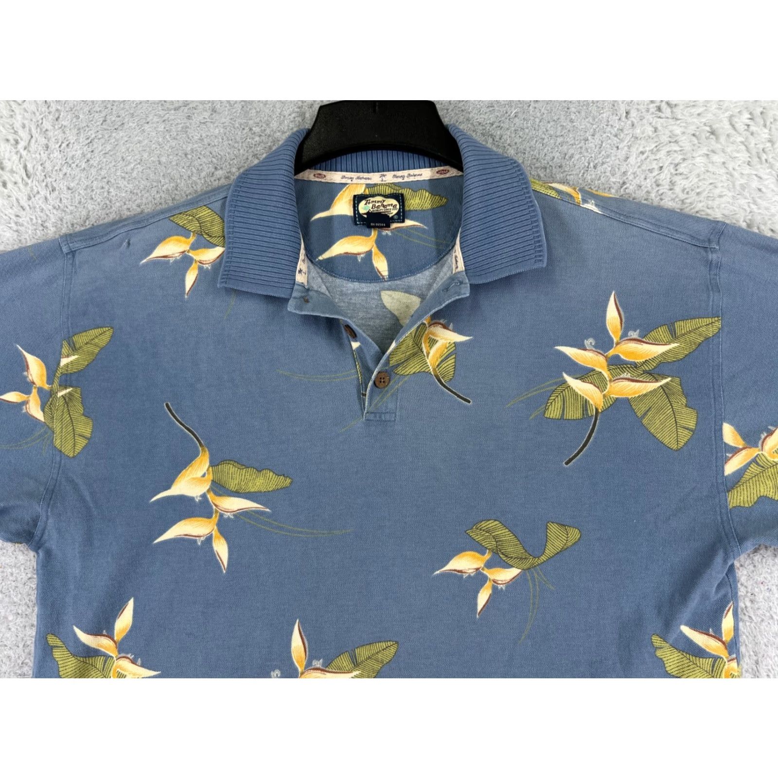 Tommy Bahama Tommy Bahama Polo Shirt Mens Large Blue Floral 100% Cotton Silk Blend Knit Regular Short Sleeve Upscale Casual Polo Mens L Blue Floral Modern Sports Size US L / EU 52-54 / 3 - 4 Thumbnail