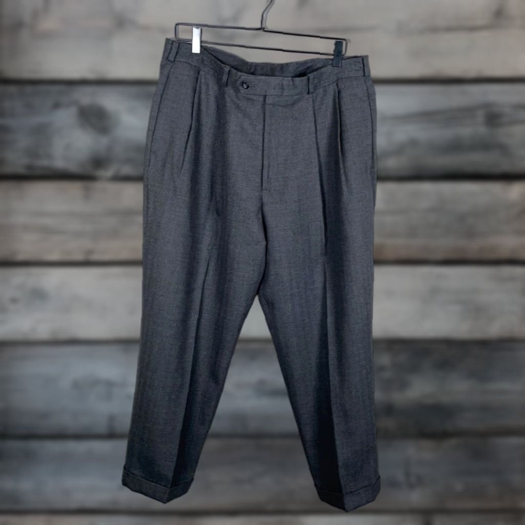Vintage Slates Wool Dress Pants Men's 36 x 26 Charcoal Gray Pleated Cuffed Slacks Preppy Regular Fit Size US 36 / EU 52 - 1 Thumbnail
