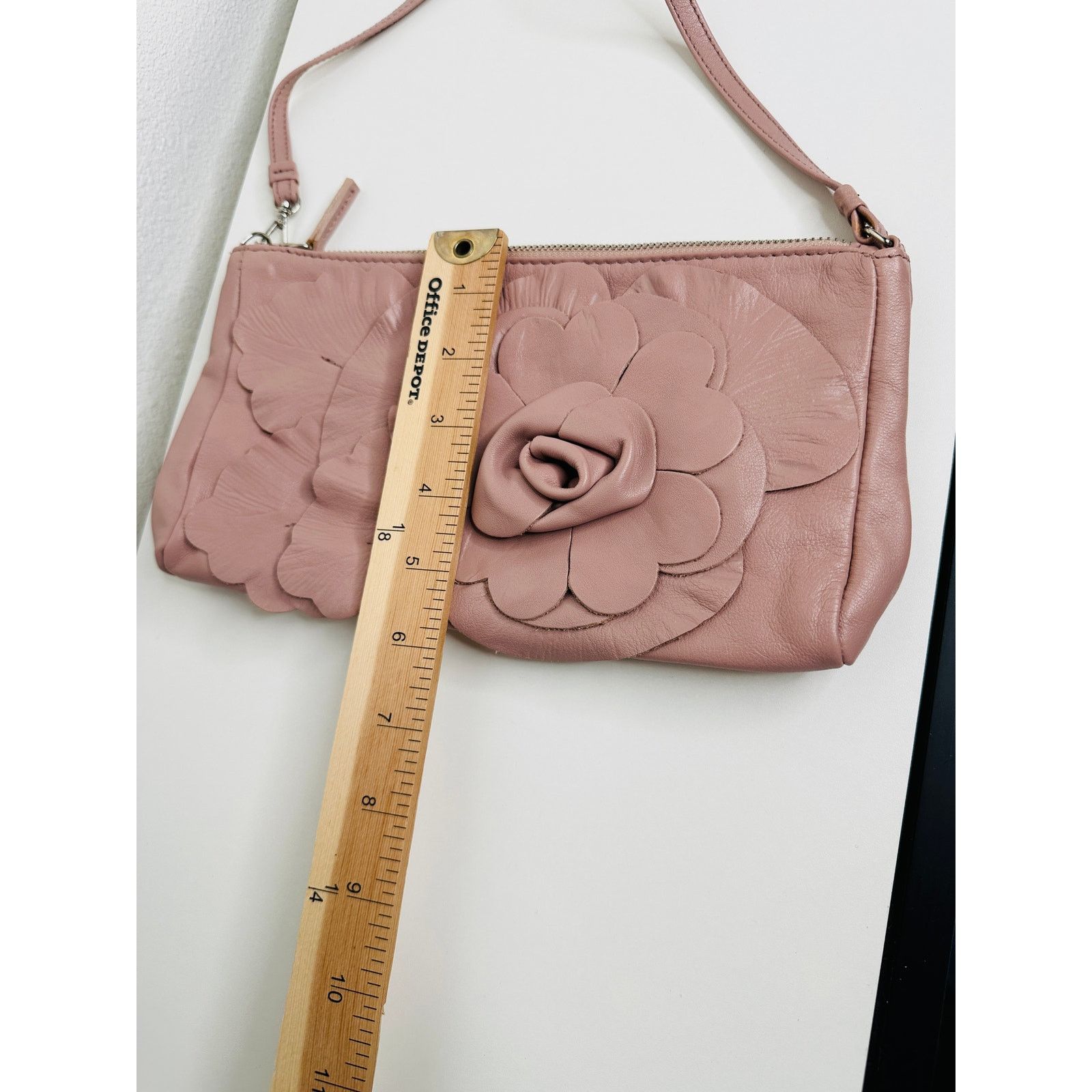 Furla NWOT Furla Dusty Pink Floral Leather Embellished Handbag Size ONE SIZE - 12 Thumbnail