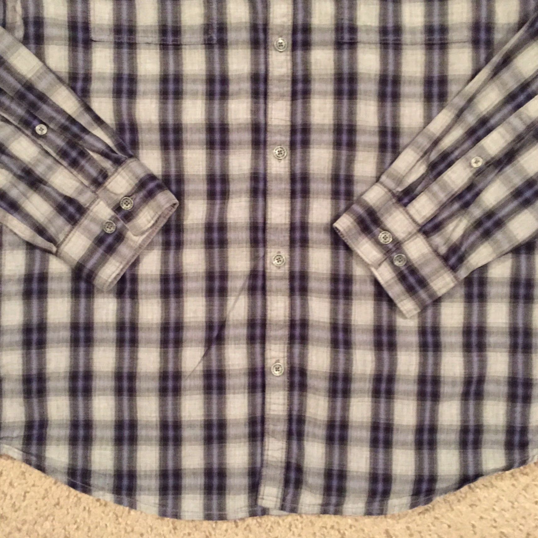 Calvin Klein Calvin Klein Shirt Mens Medium Gray Blue Plaid Roll Tab Long Sleeve Button Up Size US M / EU 48-50 / 2 - 4 Thumbnail