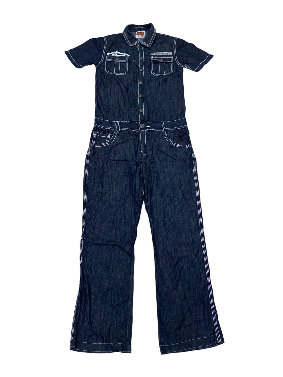 Japanese Brand 💥Vtg Japanese Brand Back Star Overalls Denim Size 34" / US 12 / IT 48 - 4 Thumbnail