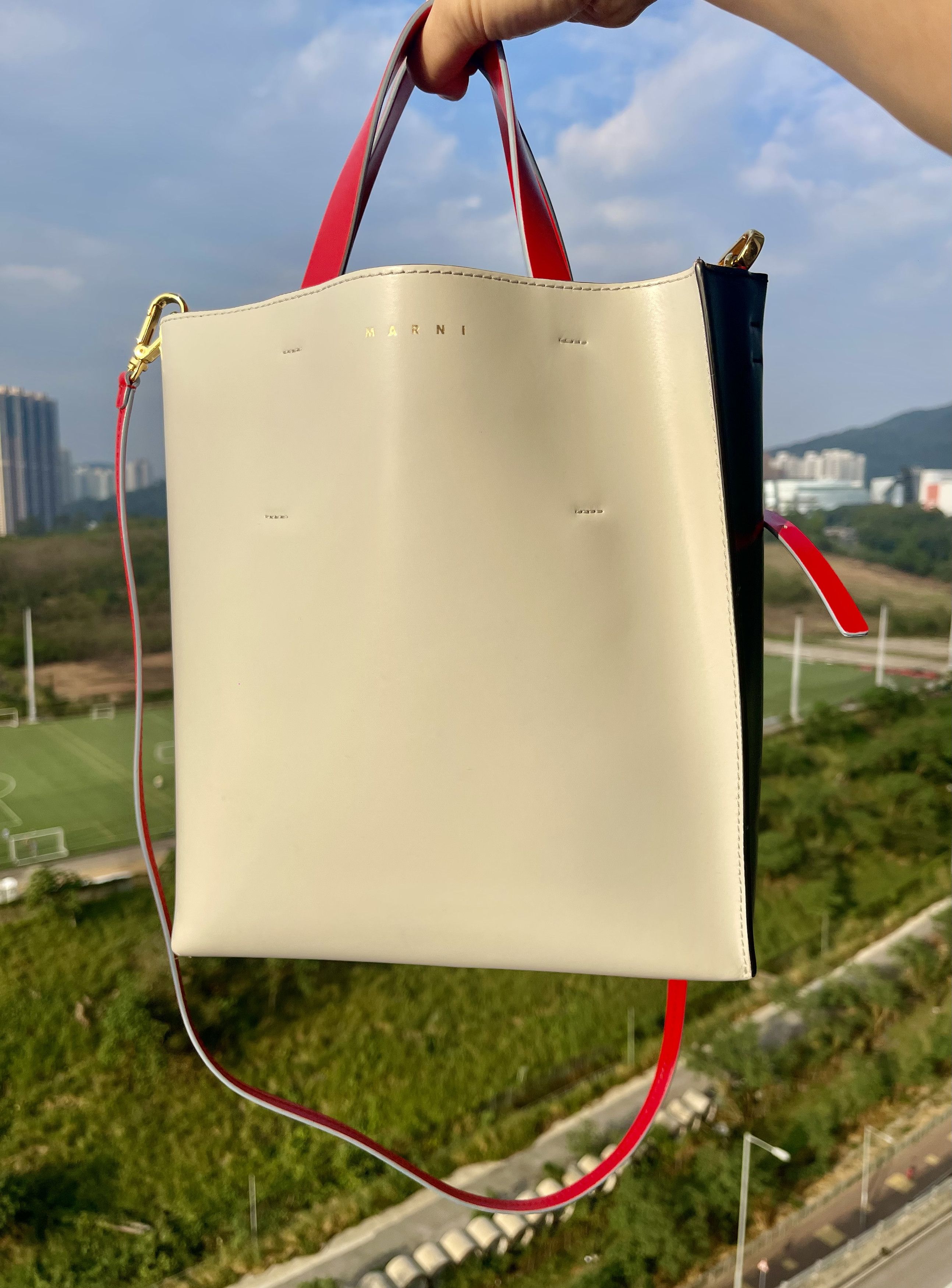 Marni Marni Museo Small Two Tone Gray Black Block Leather Tote Bag Size ONE SIZE - 1 Thumbnail