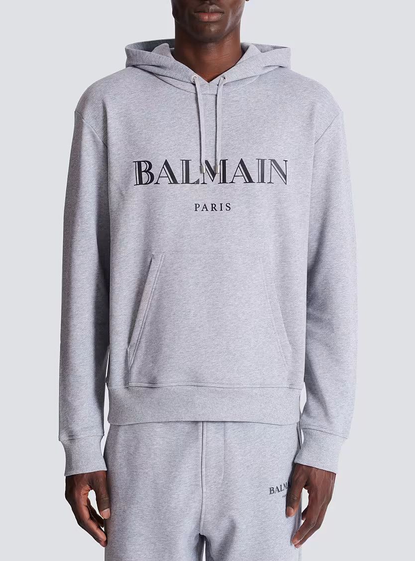 Balmain o1s1wg110925 Printed Hoodie in Grey Size US M / EU 48-50 / 2 - 4 Thumbnail