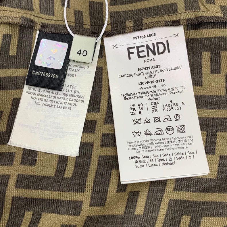 Fendi Fendi Brown Logo Silk Long Sleeve Shirt Size US M / EU 48-50 / 2 - 6 Thumbnail
