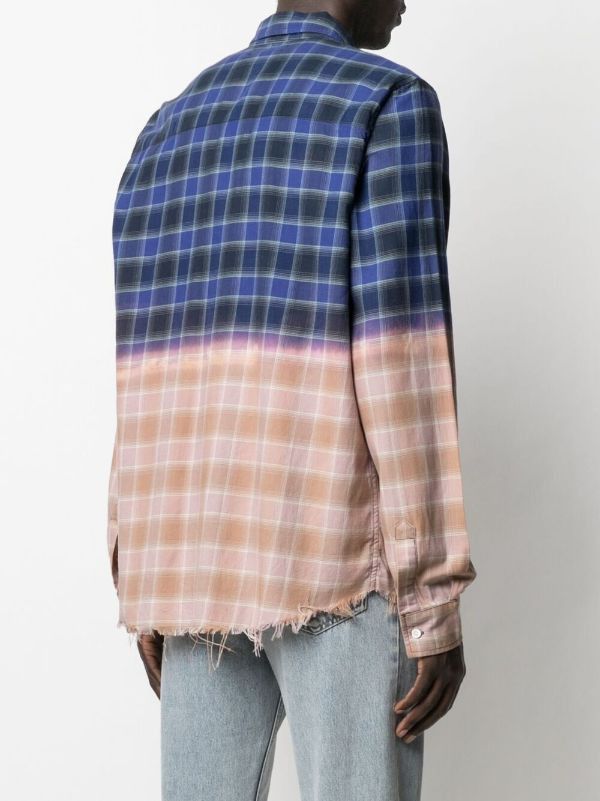 Amiri o1gr1nt1024 Frayed Hem Flannel Shirt in Blue Multi Size US S / EU 44-46 / 1 - 4 Thumbnail