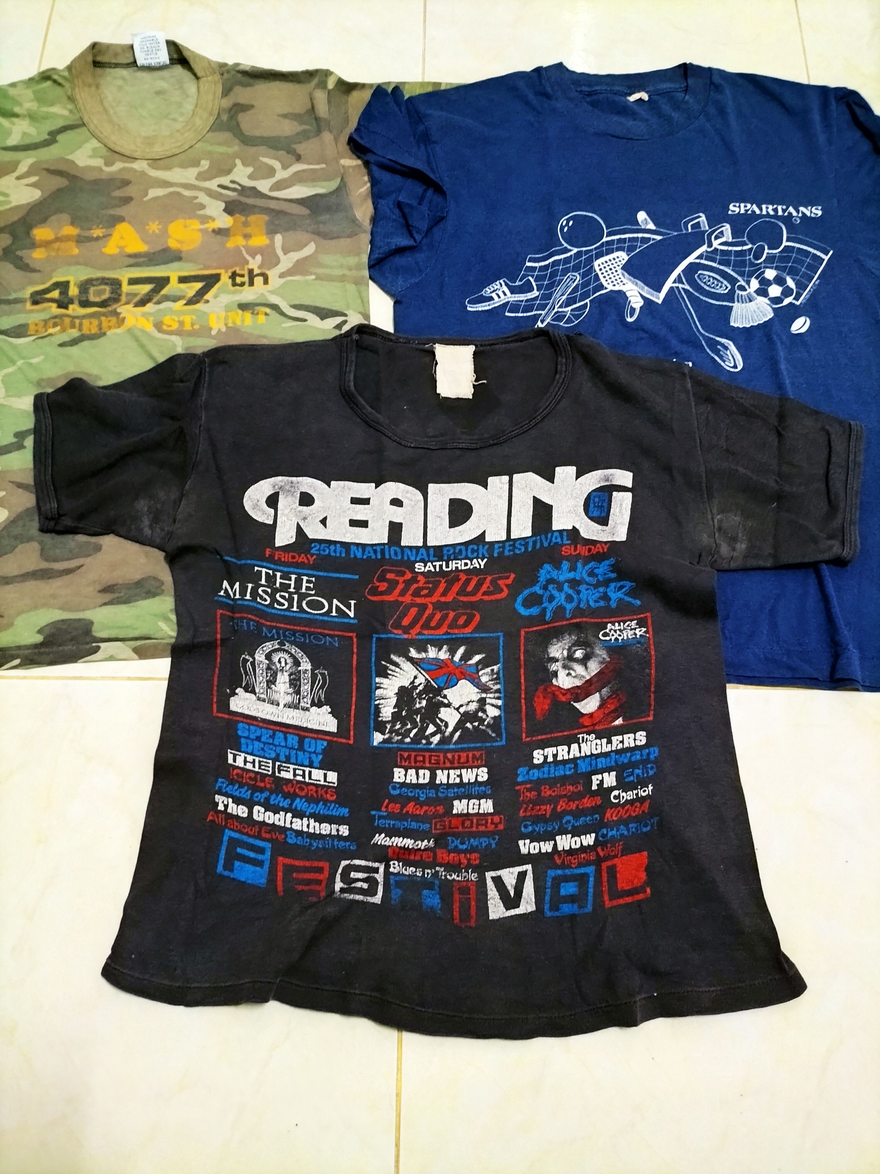 Band Tees Vintage 80s Reading Festival Status Quo Alice Cooper Size US L / EU 52-54 / 3 - 11 Thumbnail